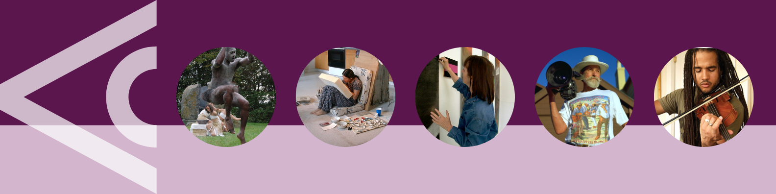 ACA graphic with five photos of artists at work