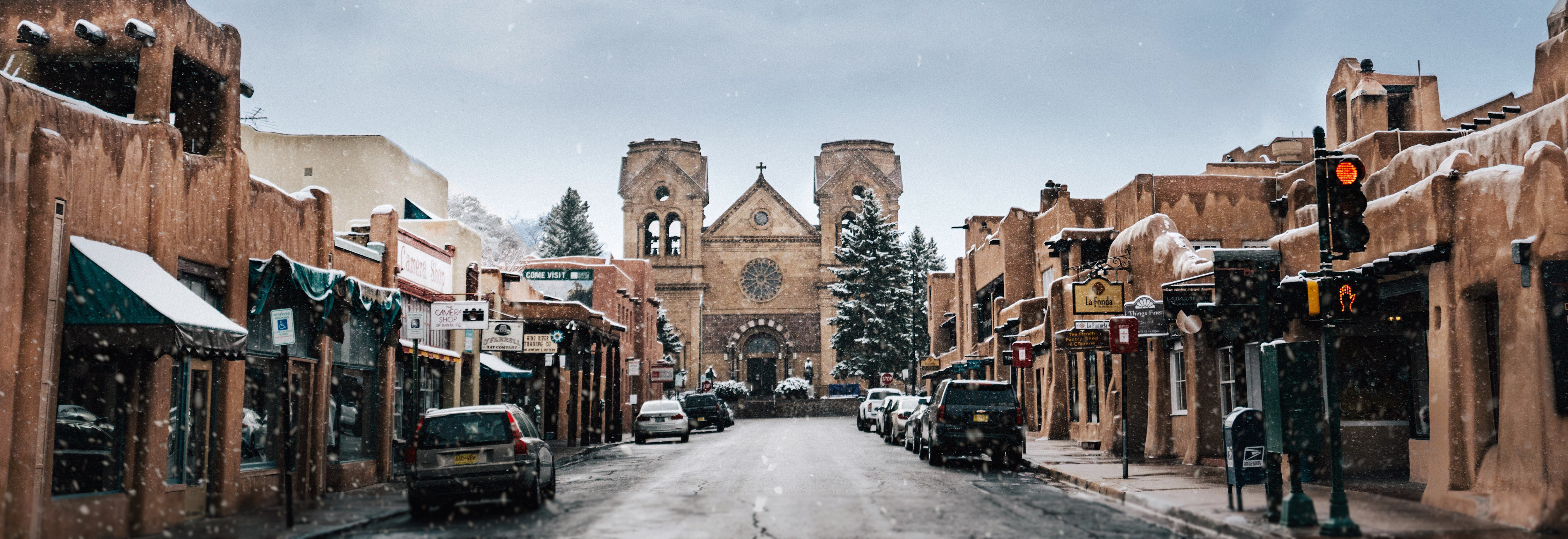 Snowy Santa Fe scene