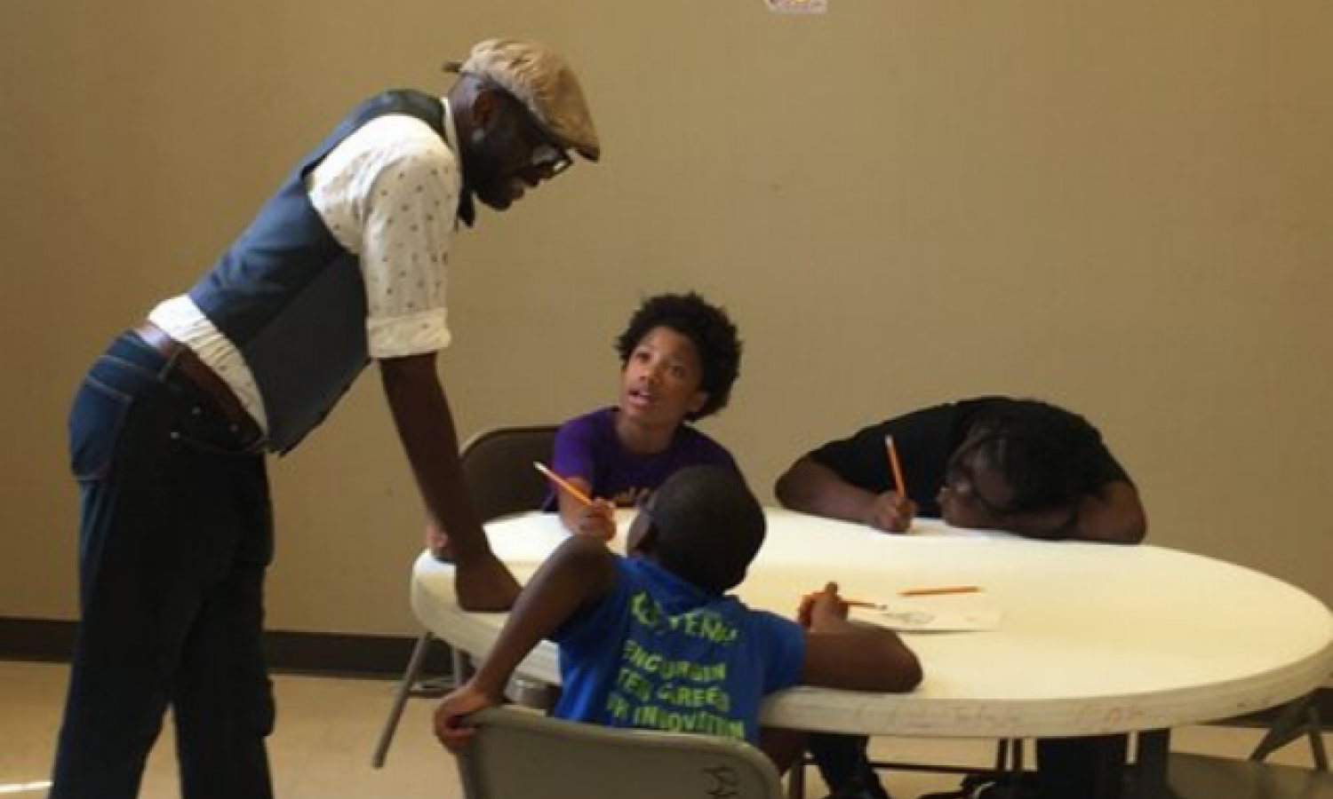 Spoken word artist and SFI alum Jon Goode speaks and holds workshop at Faiburn Youth Center.