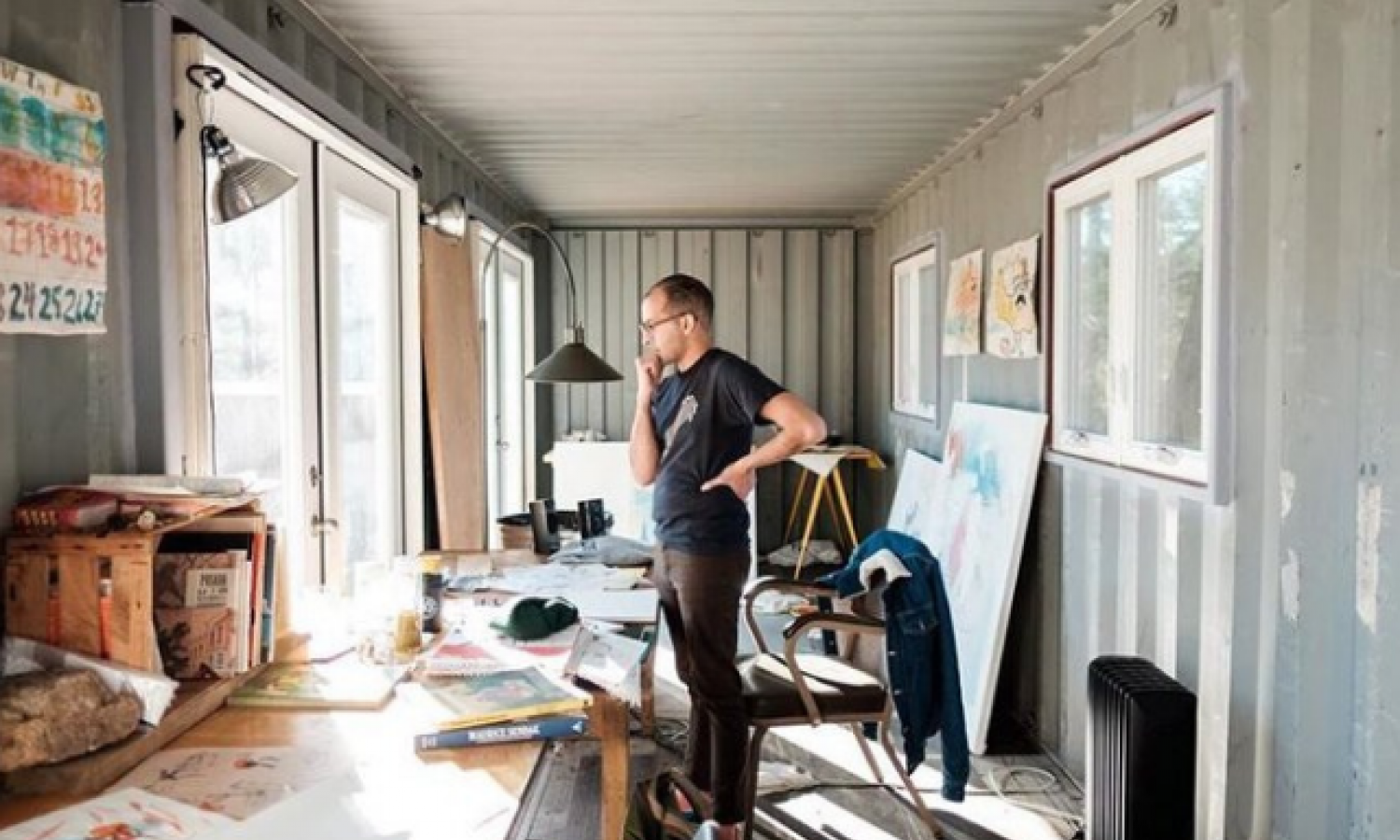 Poet Laureate of Oregon and SFI alum Anis Mojgani works in studio in Chattahoochee Hills.