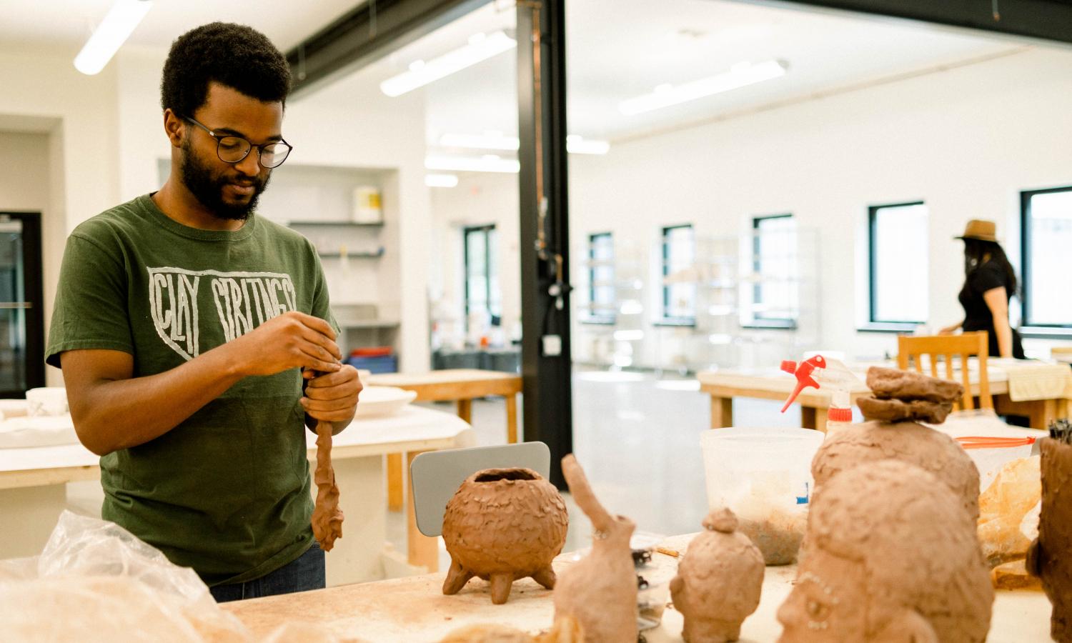 Artists working in Watershed's ceramics studio