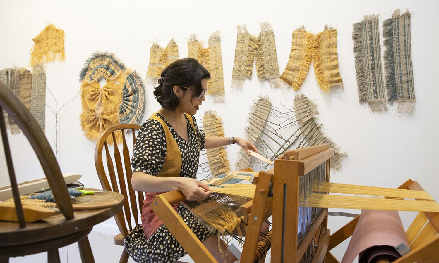 Amanda Galona Broche, fiber artist, at Hambidge. Photo by Amanda Greene.