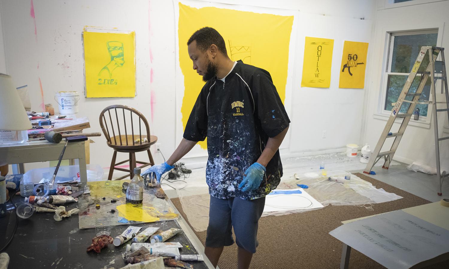 Hasani Sahlehe, visual artist, at Hambidge. Photo by Forest McMullin.