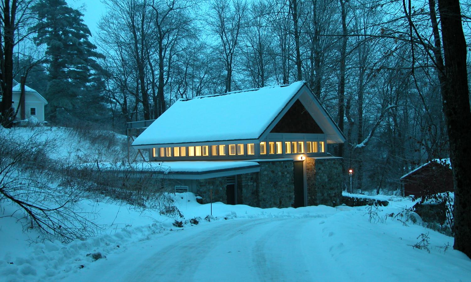 Heinz Studio on a snowy night