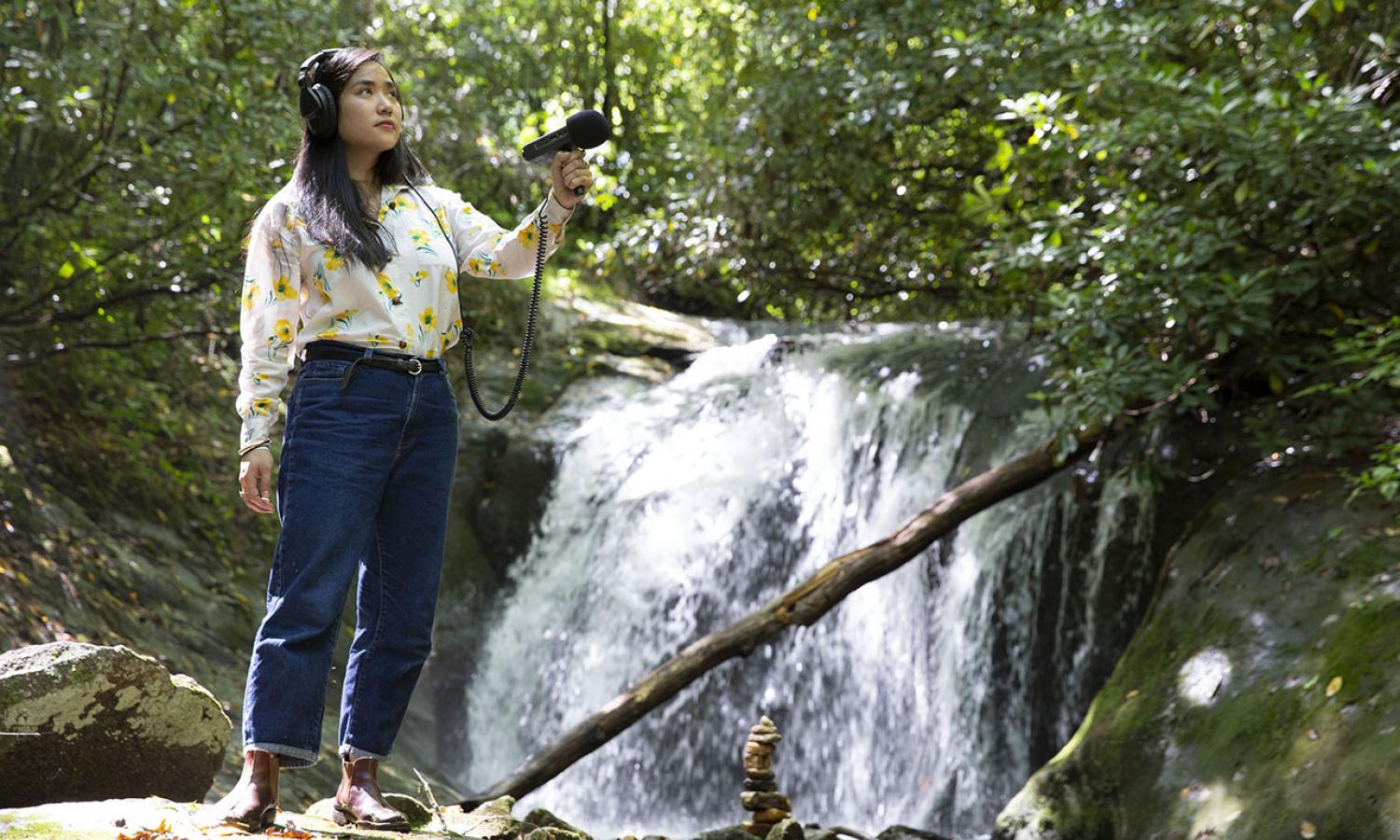 Kim-Huong Ruiz, sound artist, at Hambidge. Photo by Amanda Greene.