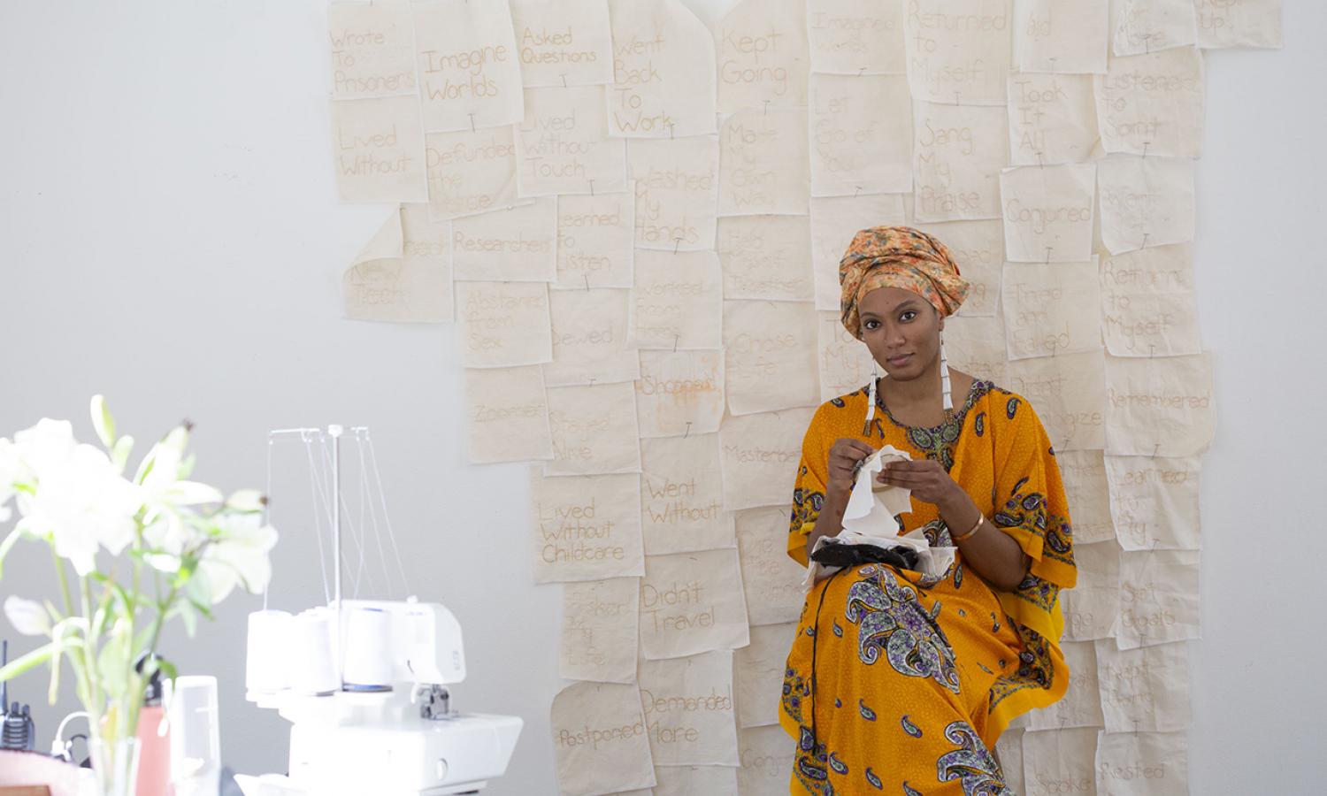 Omolara Williams McCallister, performance and visual artist, at Hambidge. Photo by Amanda Greene.