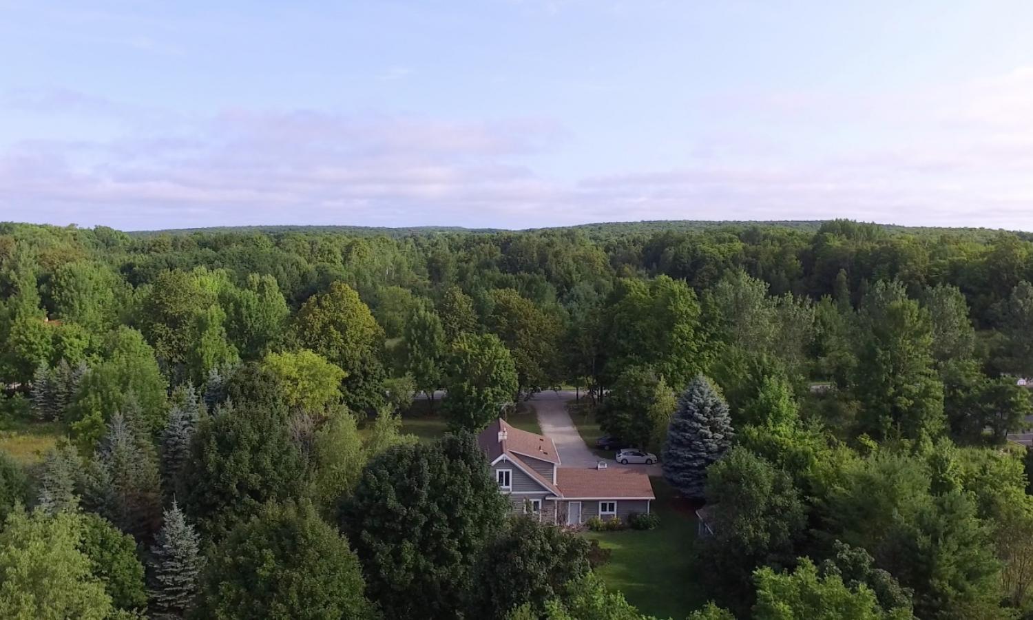 Aerial view of the residency house from the south.