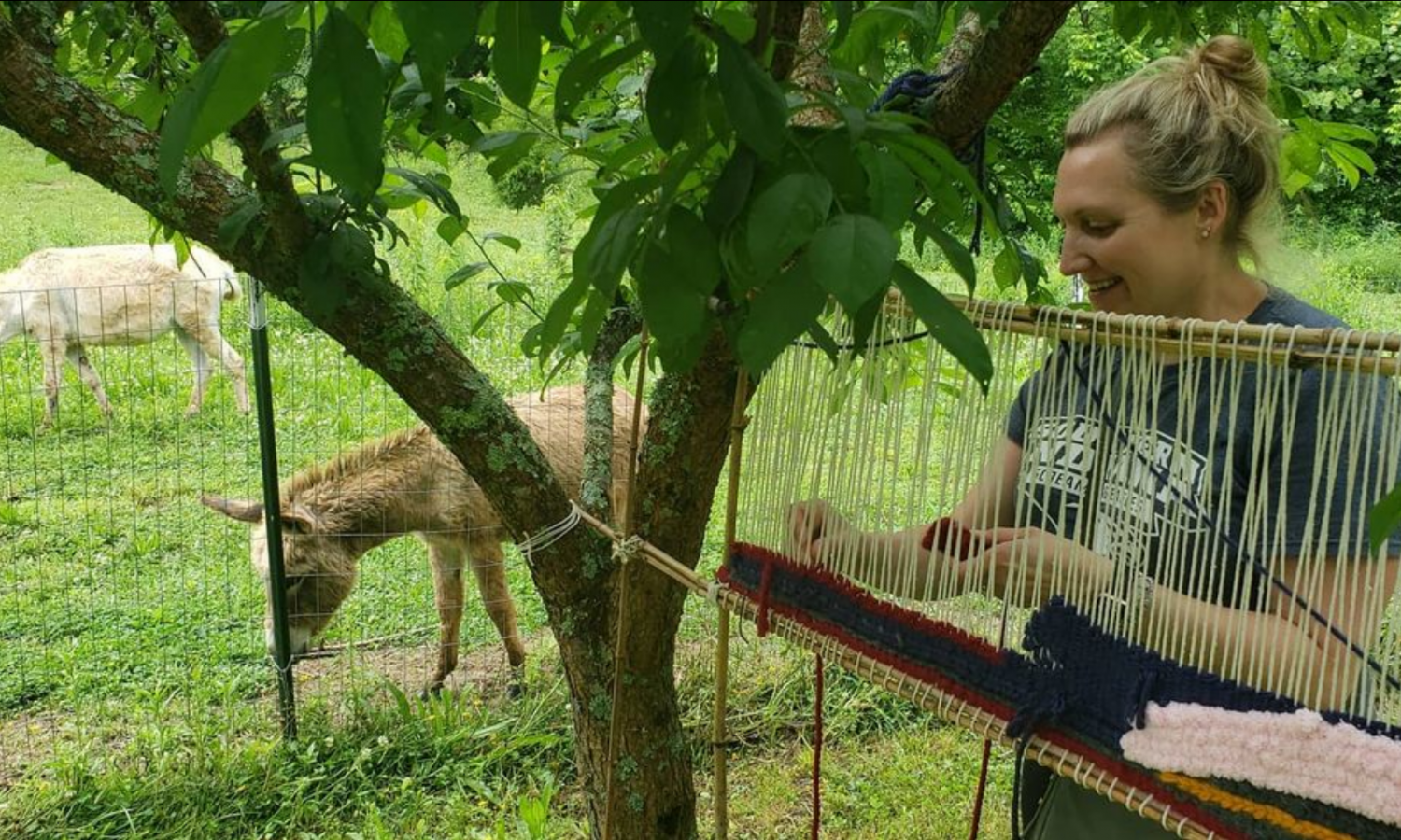 Sarah Blair creates an outdoor weaving installation