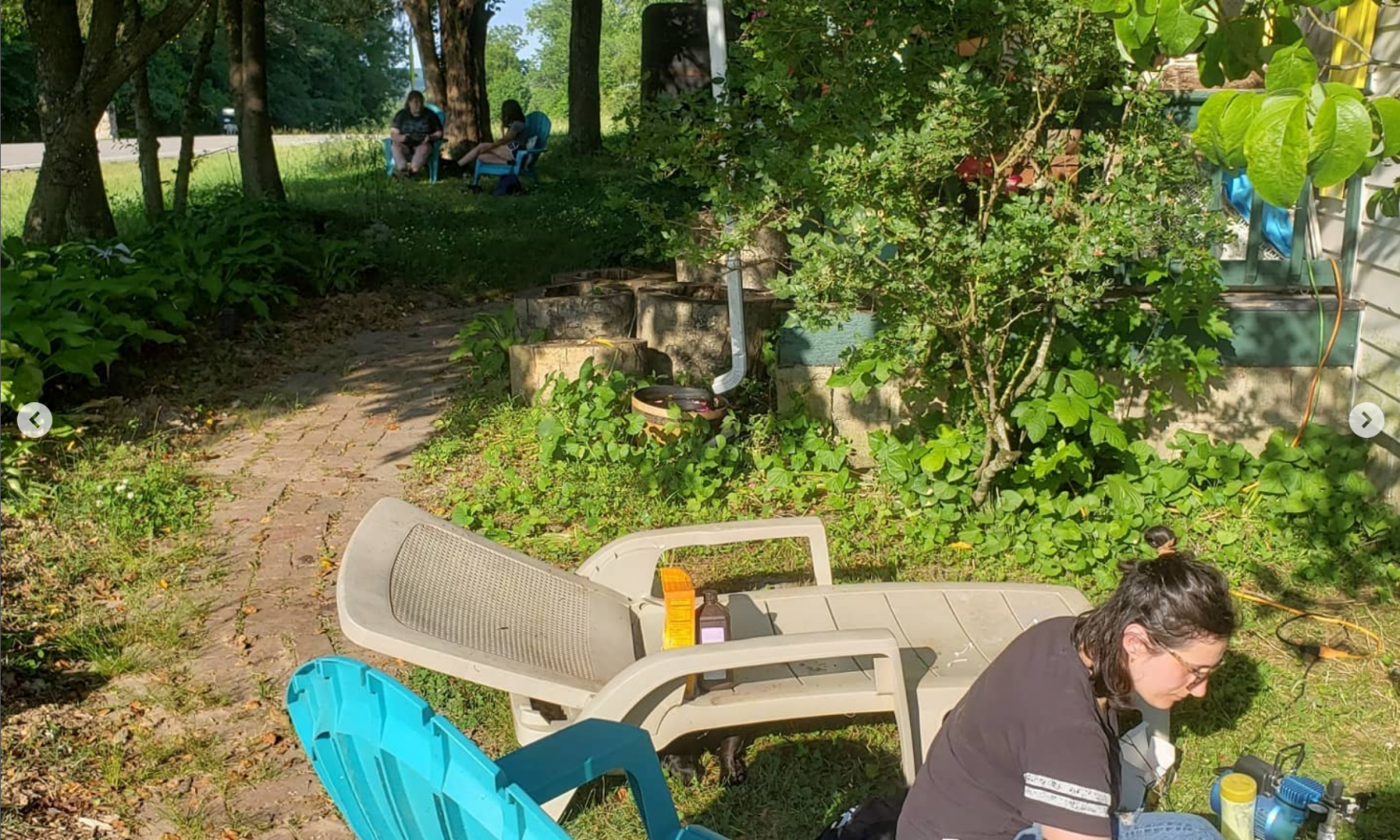 Artists work outside in May