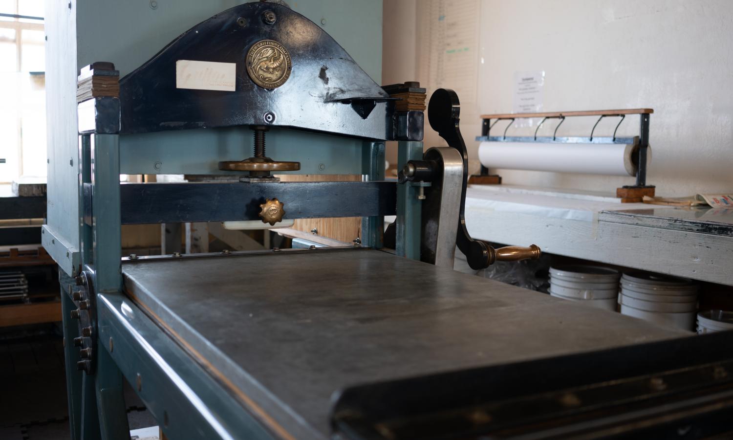 A lithography press.