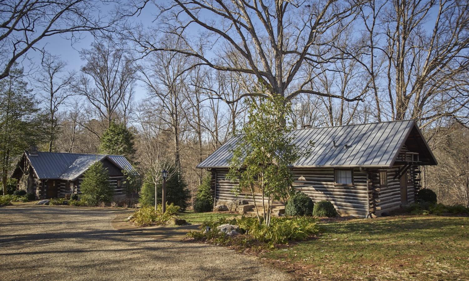 Exterior of two artist cabins