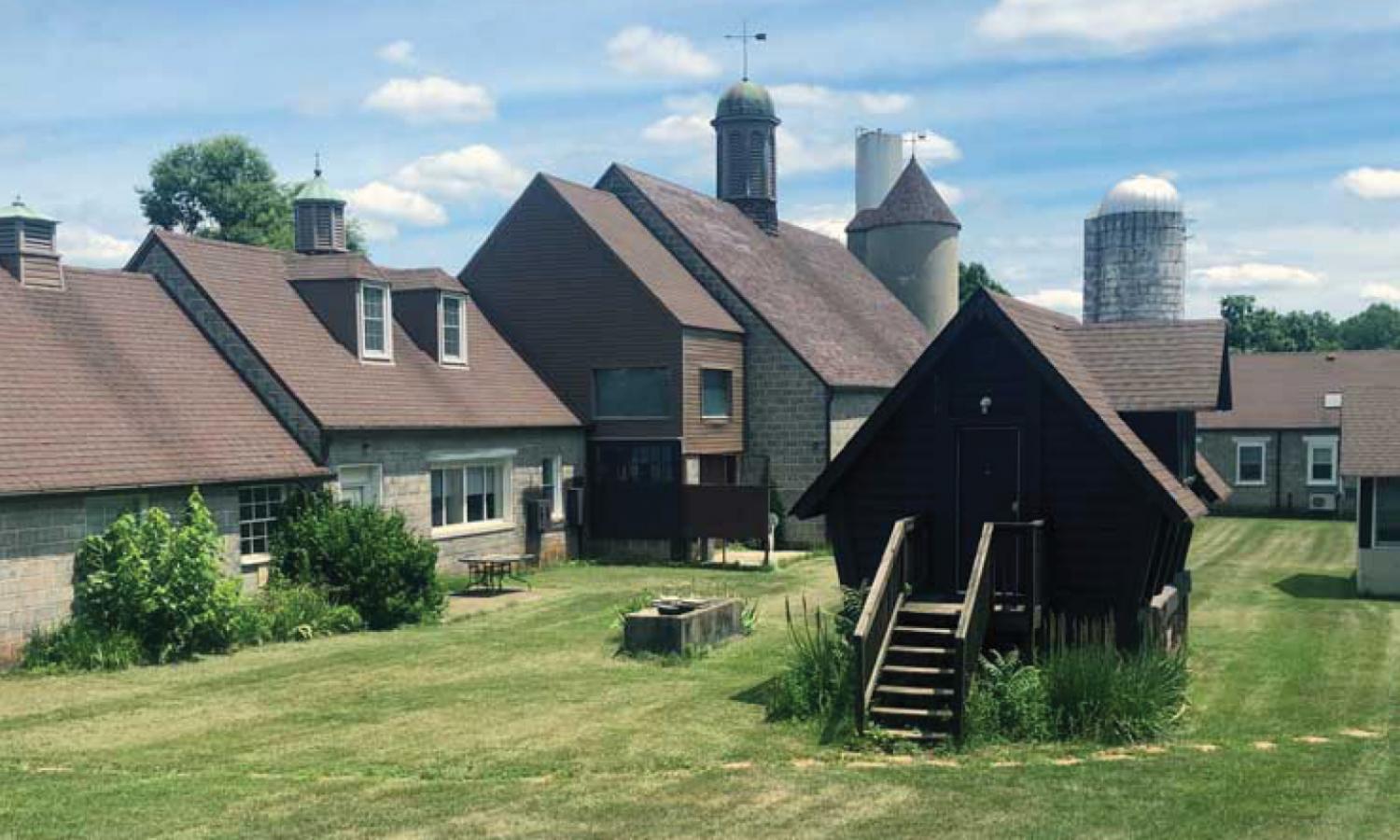 The Studio Barn complex with the "Corn Crib," a standalone writing studio in the center