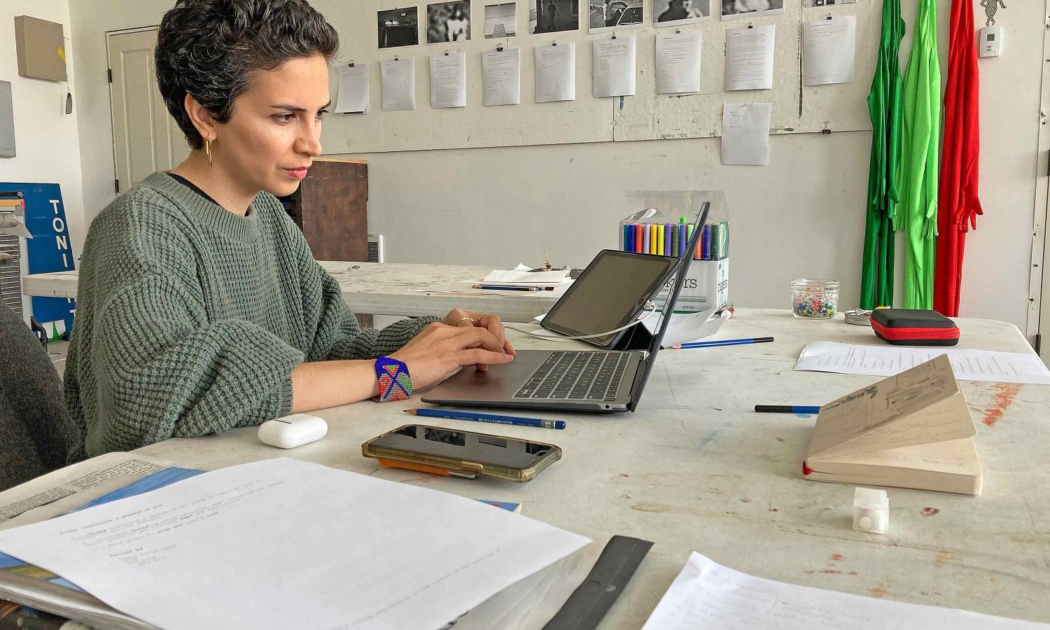 Tara Homasi's StudioWorks project involved writing, video and the study of community through its representation on Google.