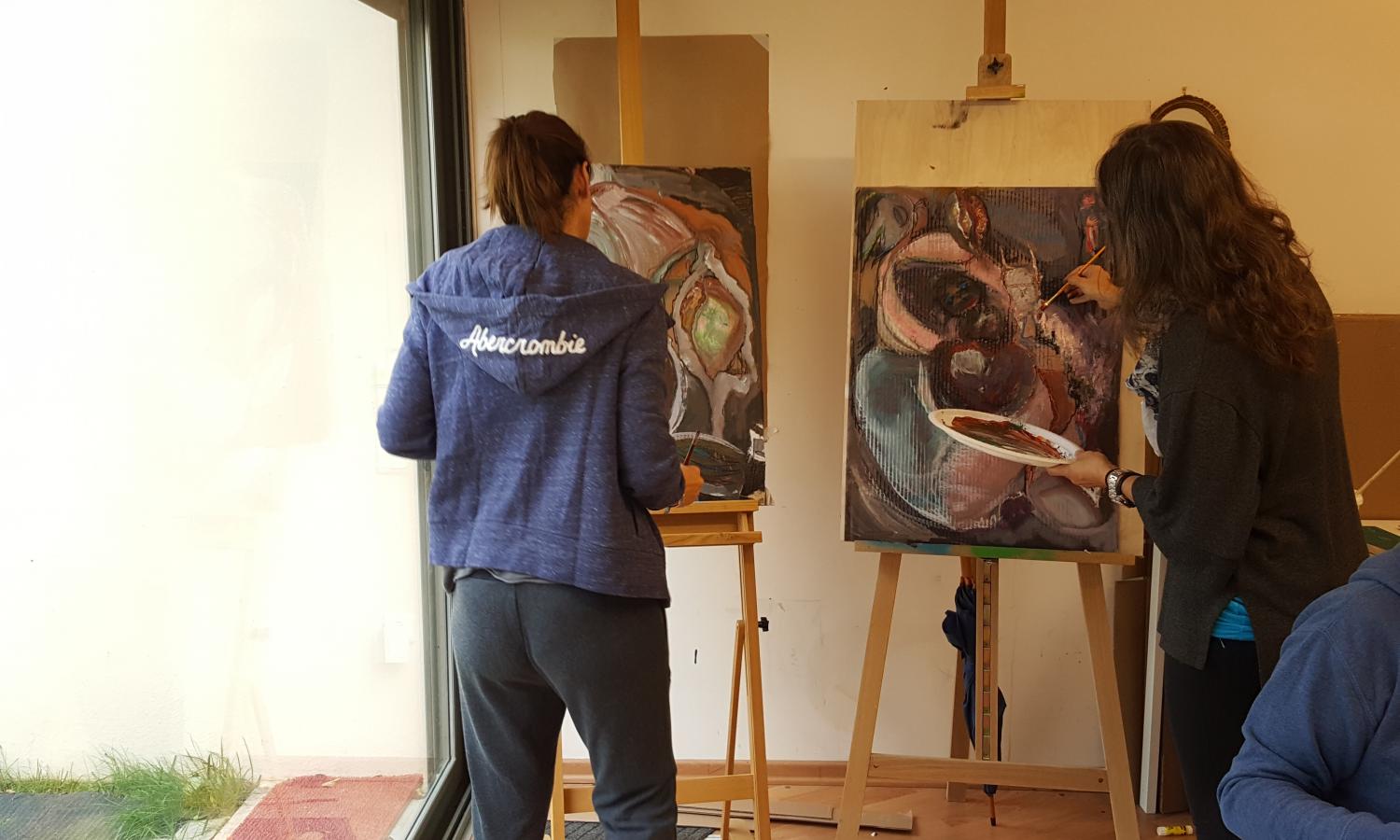 Painting in the large studio.