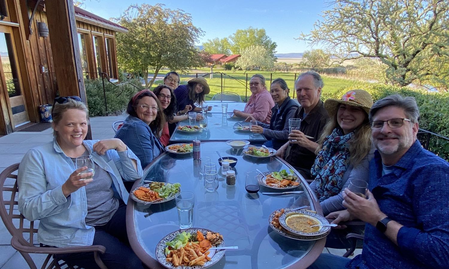 Resident dinner on the Commons patio