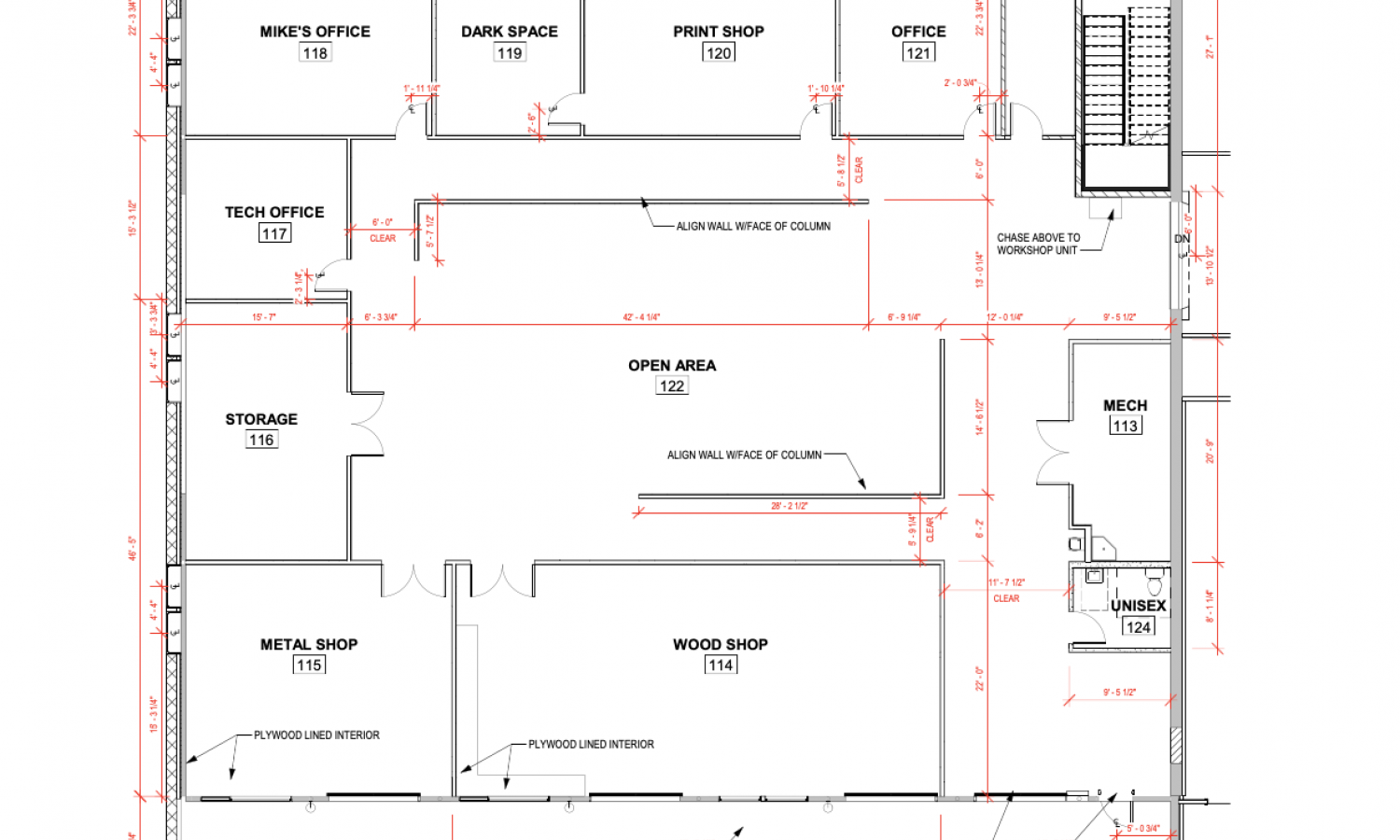 floor plan of the workshops