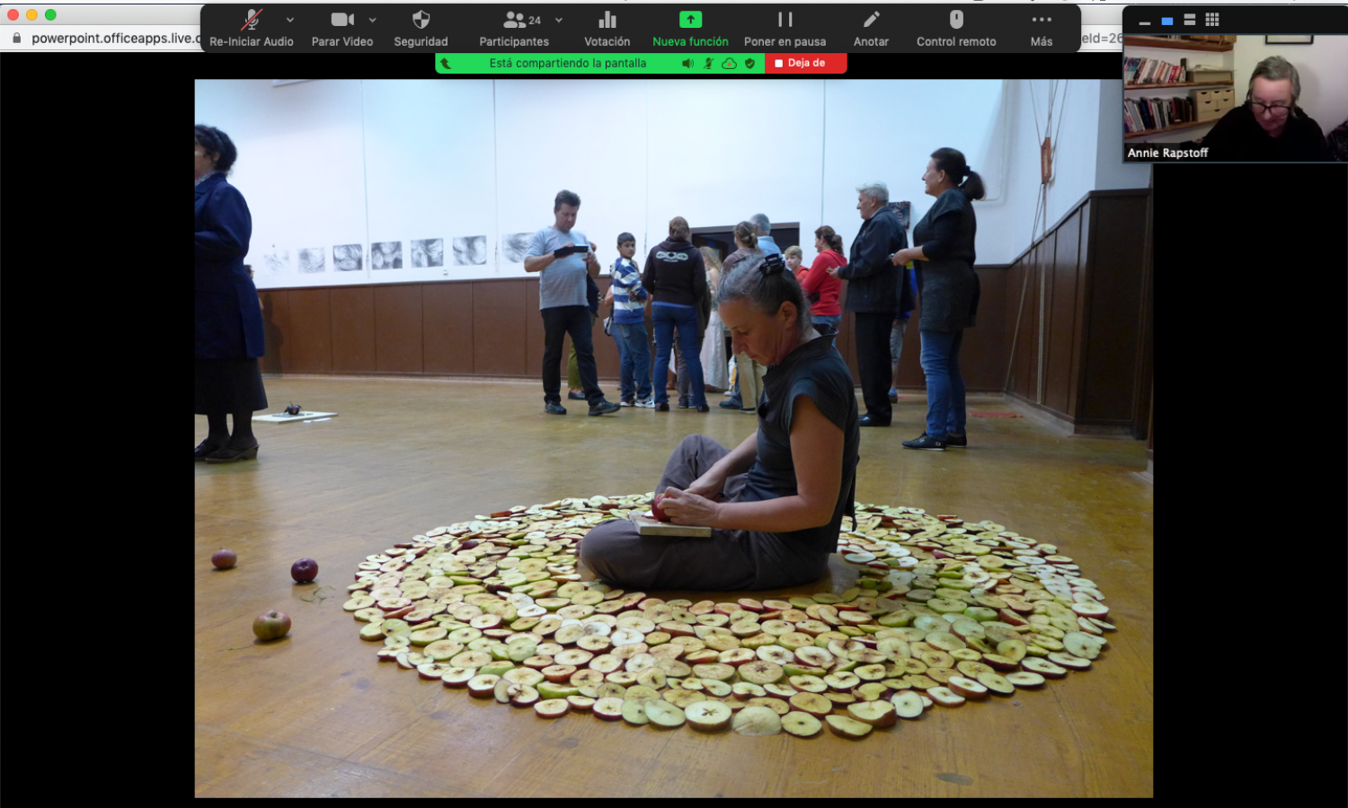 Participant Annie Rapstoff (UK) presenting her work for the cohort