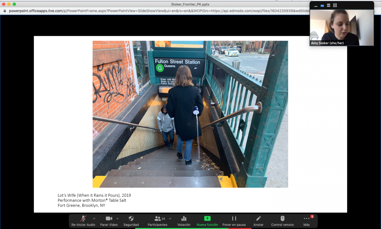 Participant Amy Stoker (USA) presenting her work for the cohort