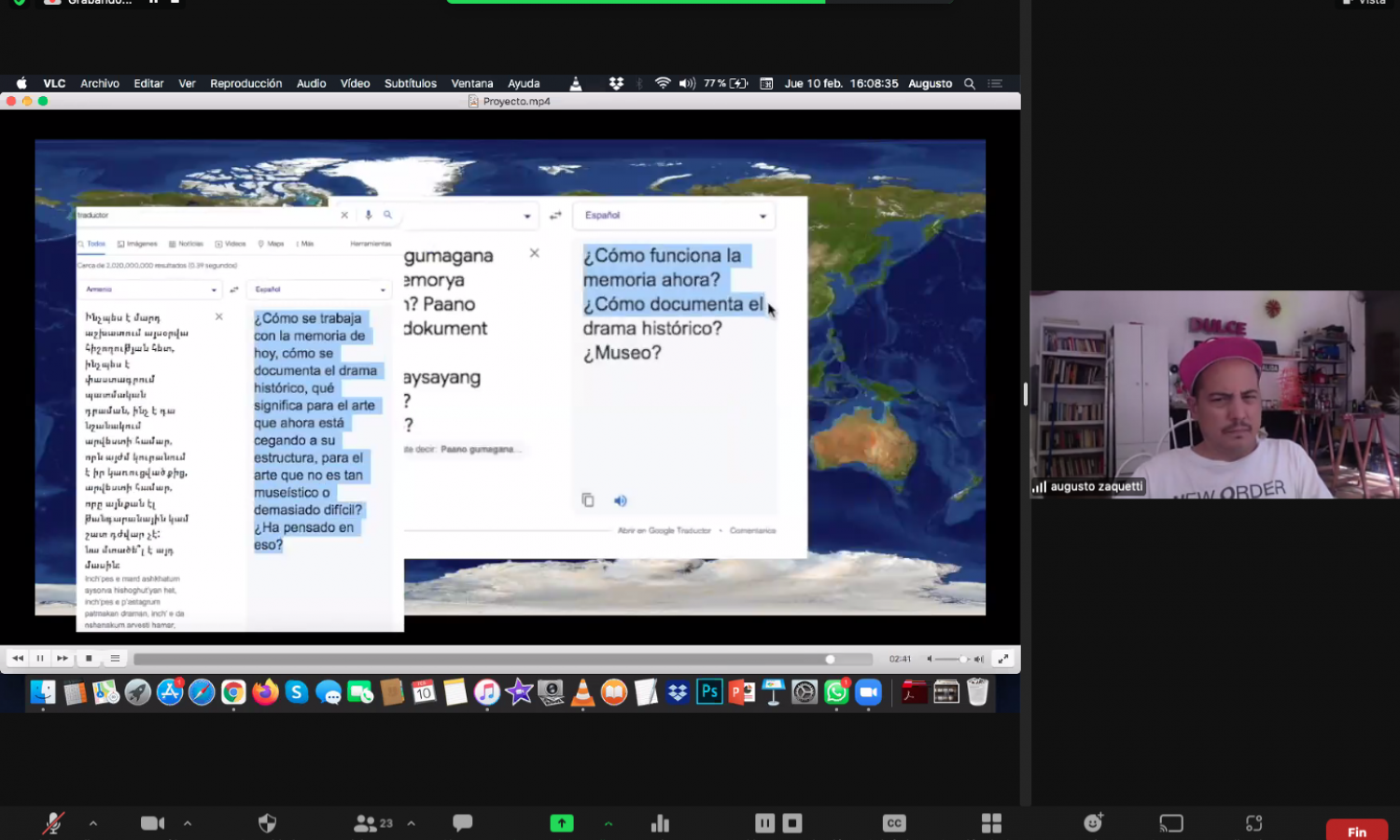 Participant Augusto Zaquetti (Argentina) presenting his first excercise