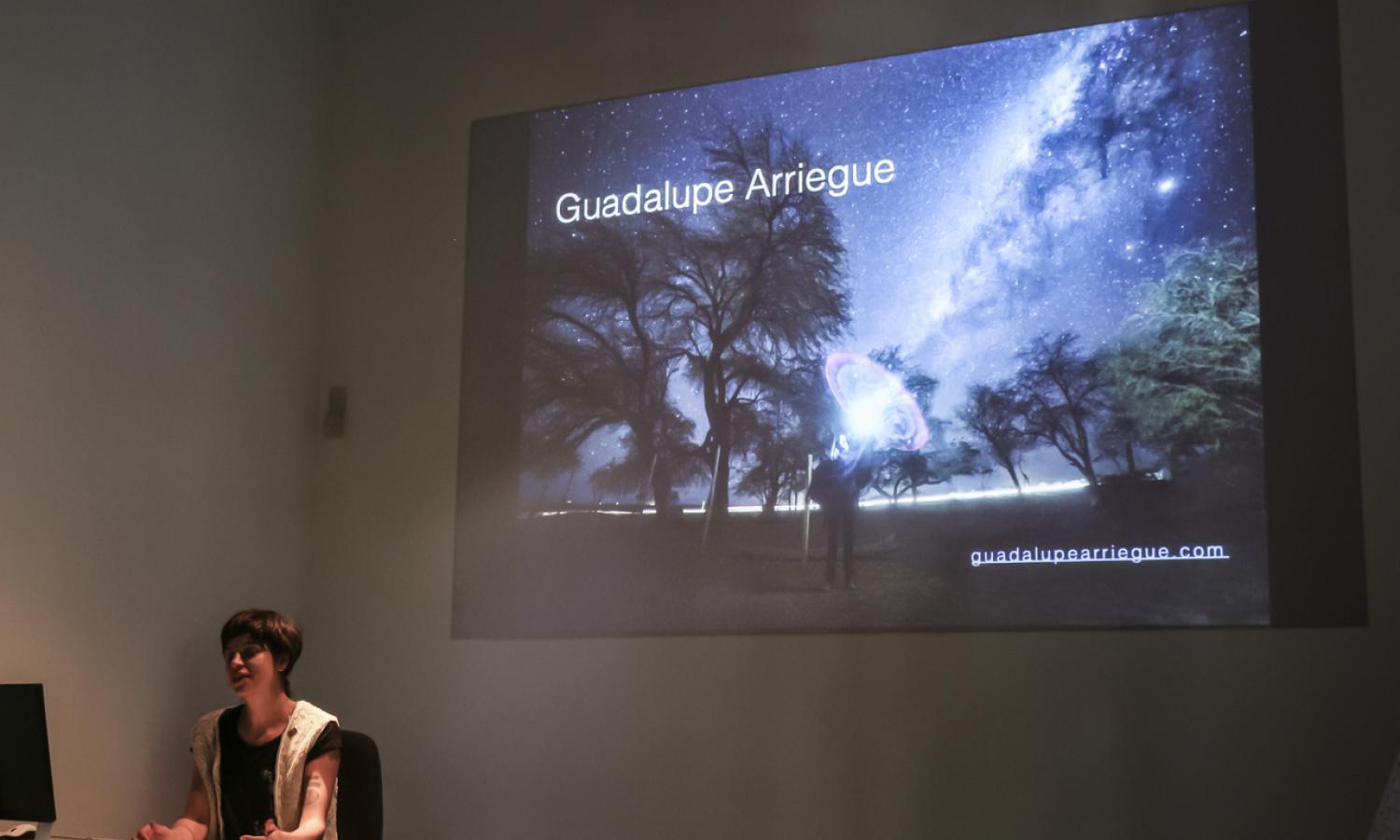 Artist-in-residency Guadalupe Arriegue (Argentina) presenting her work for the ´ace team and her fellow residents