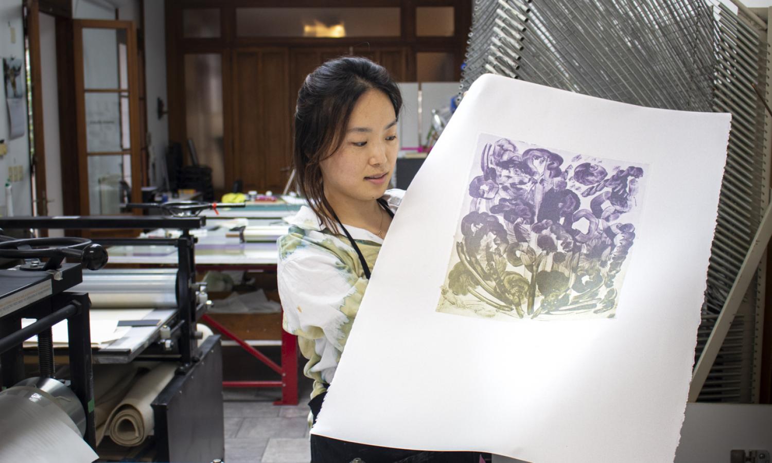 Artist-in-residency Bomi Ahn (South Korea) working in our workshop