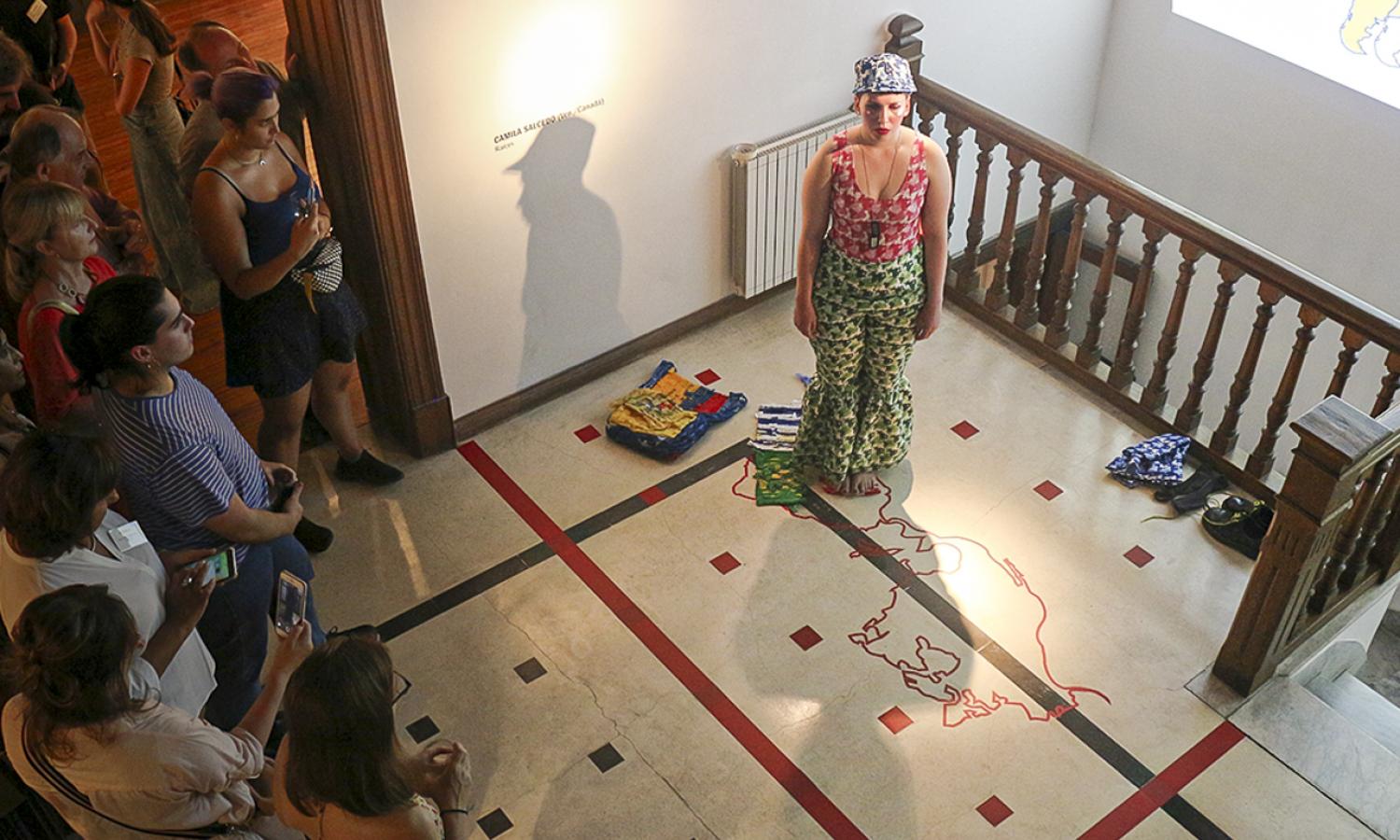 Artist-in-residency Camila Salcedo (Canada-Venezuela) performing for the public at ´ace's Central Hall