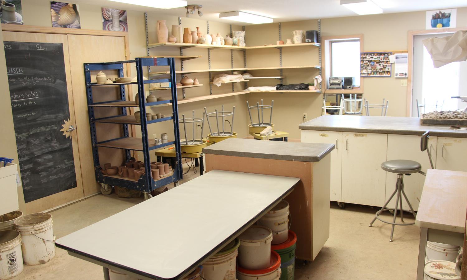 Ceramics Studio with electric kilns and wheels