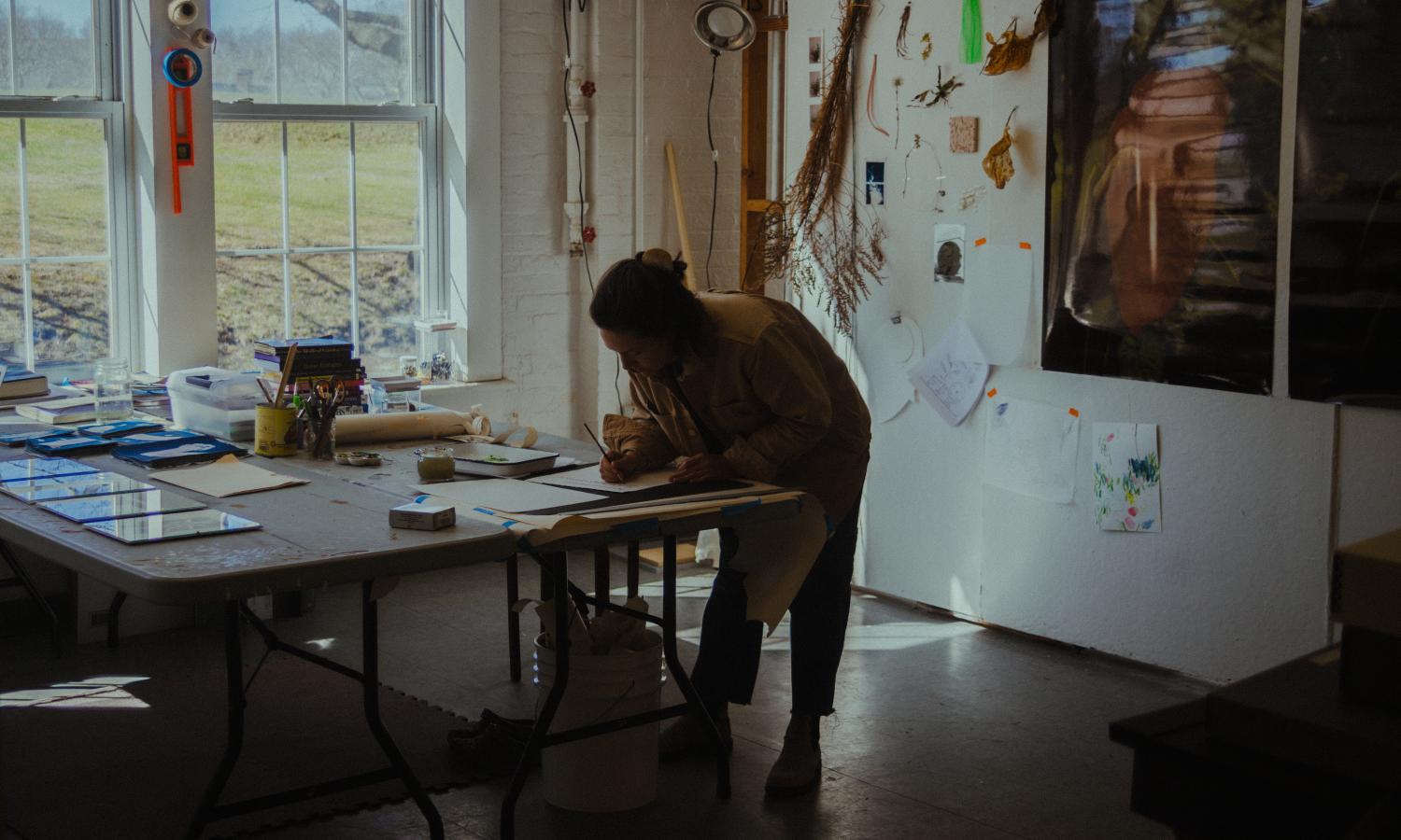 Artist at work at the Arts Center at Governors Island