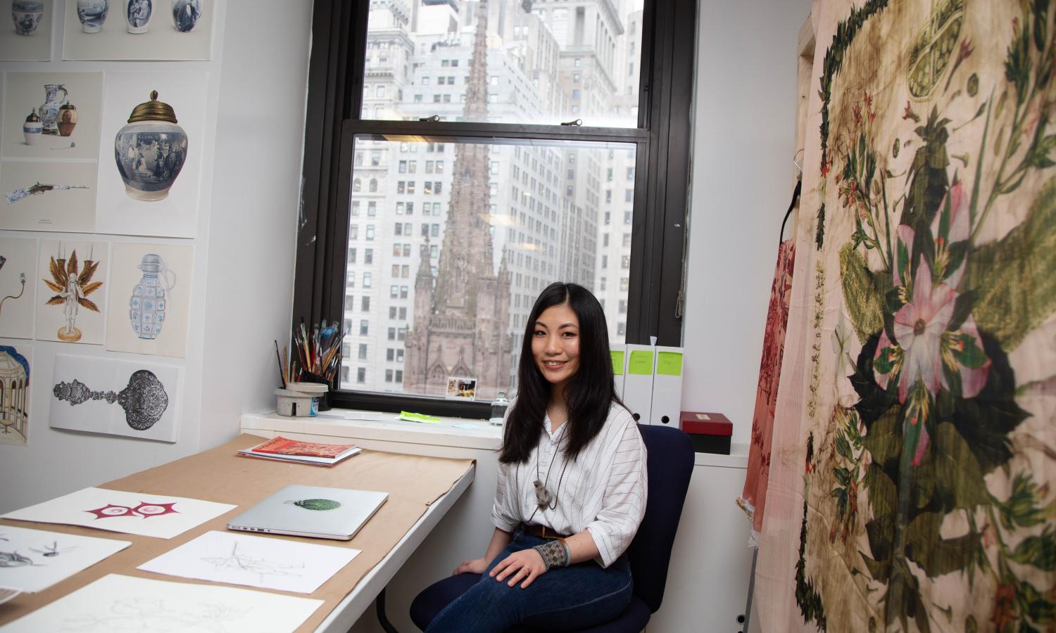 Artist Beatrice Glow in her residency space