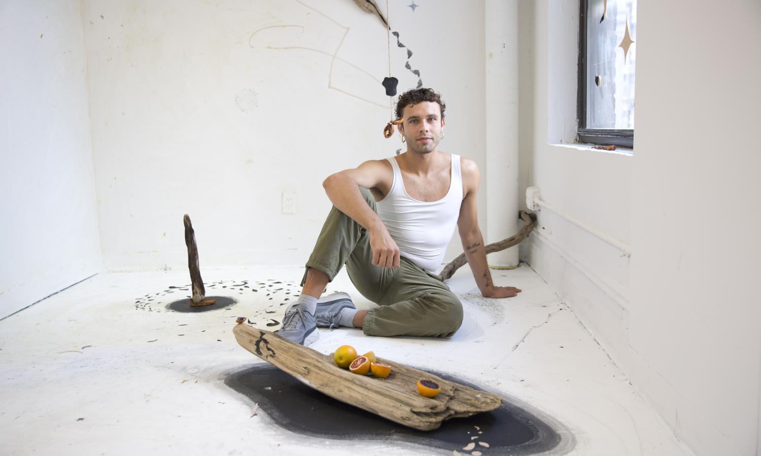 Fine Arts Resident Noah Cribb in his studio at SVA in Chelsea, NYC.