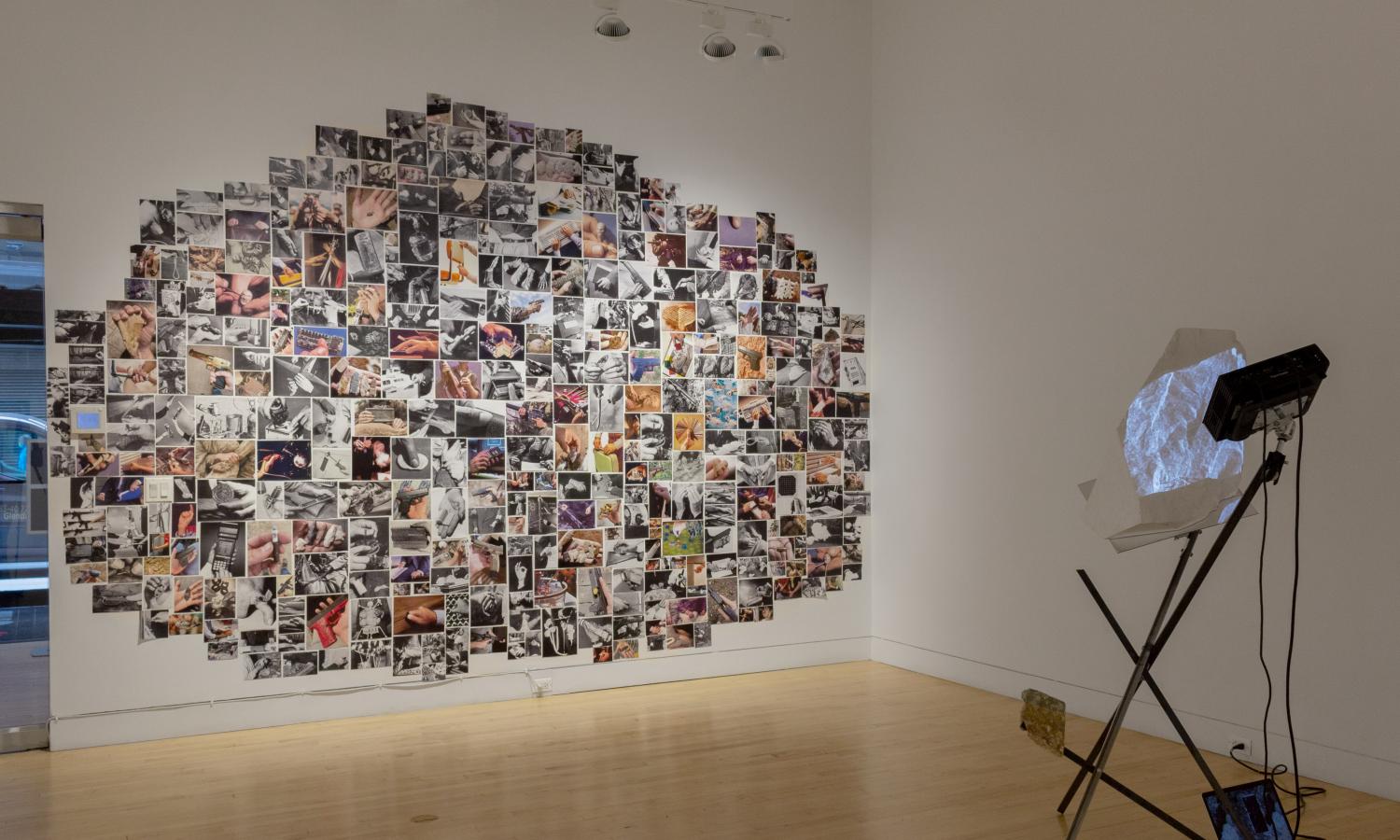 Installation view of SVA's Artist Residency Program Alumni group Exhibition in SVA's Flatiron Gallery.