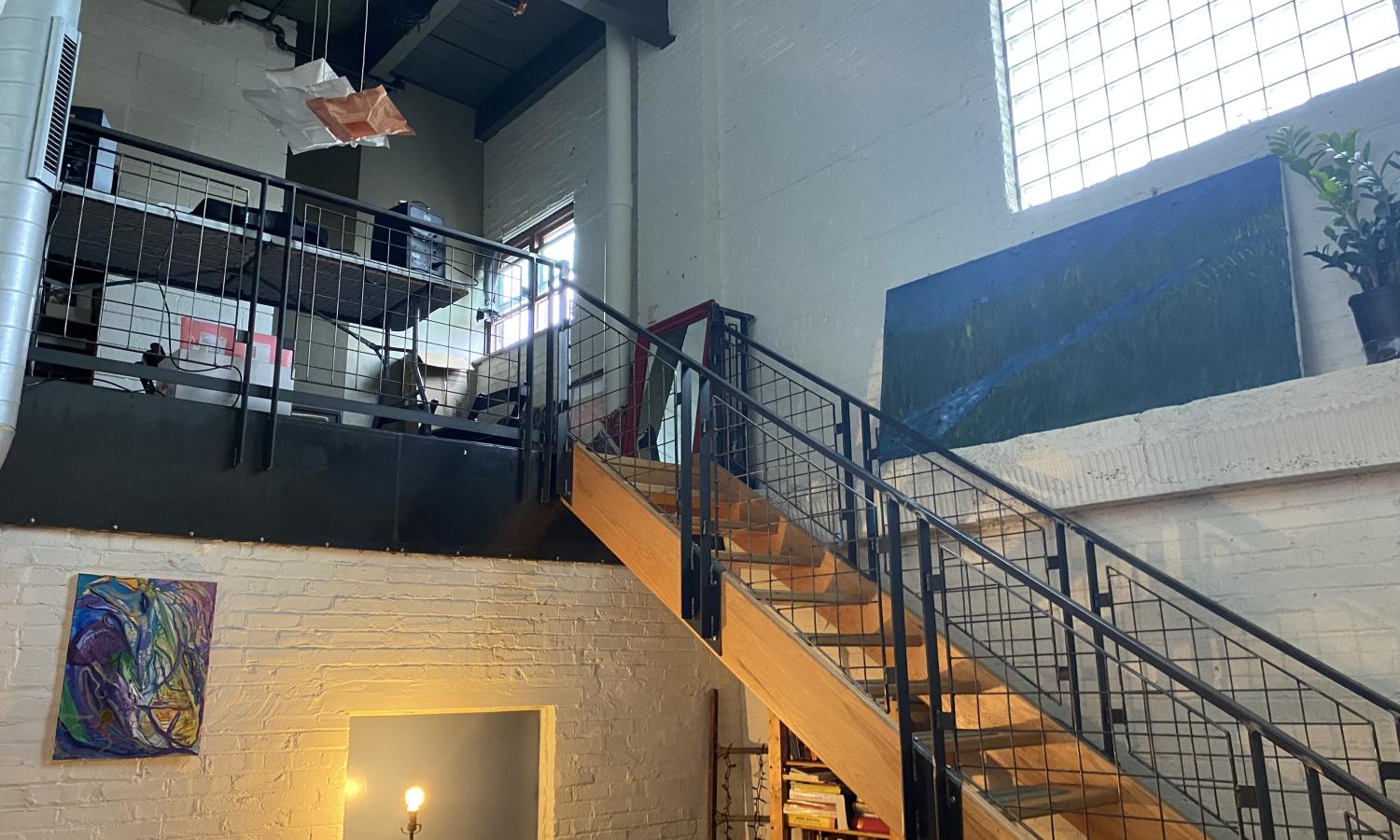 Staircase leading to rest area