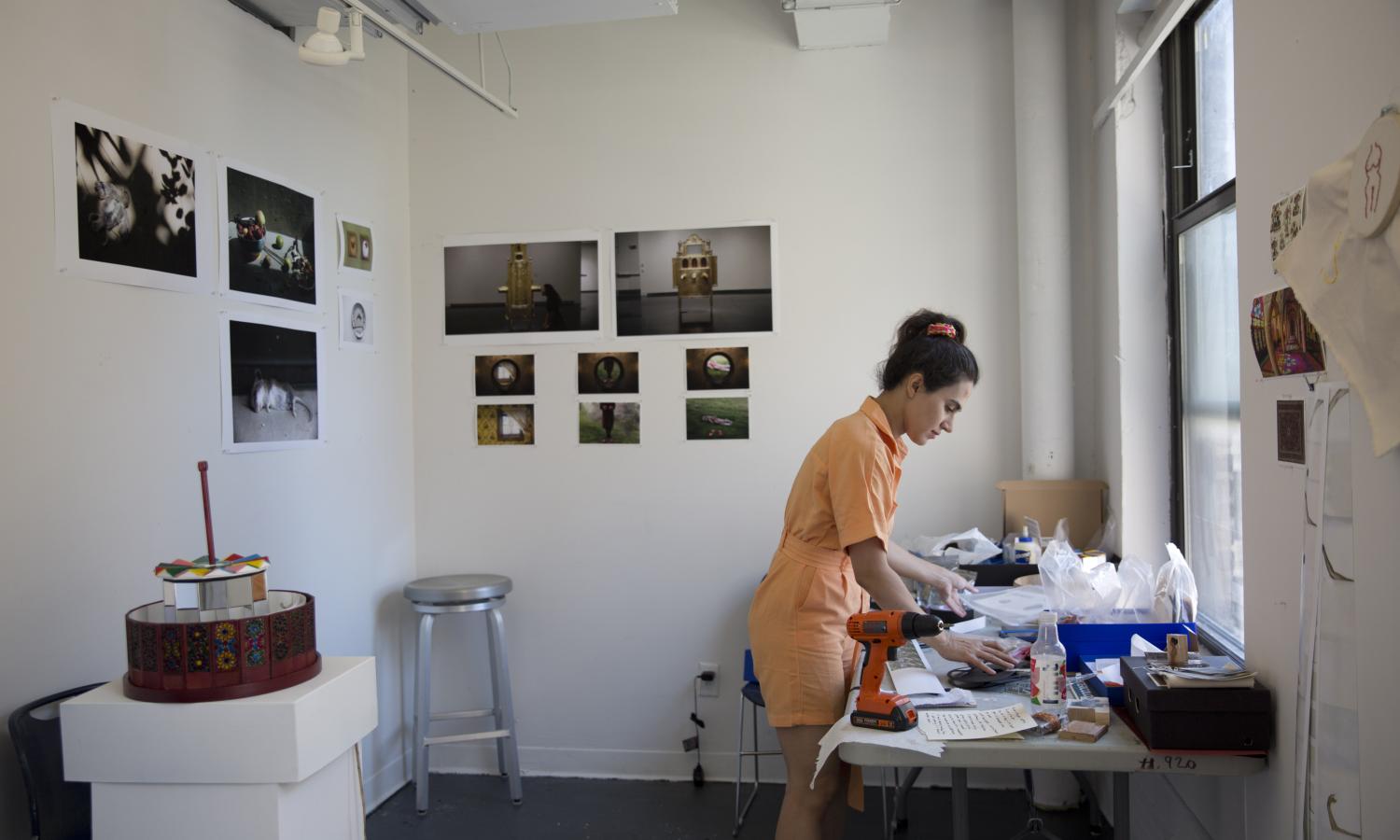 Artist Yazmin Mazloom in her studio at SVA's Fine Arts: Contemporary Practices Residency Program