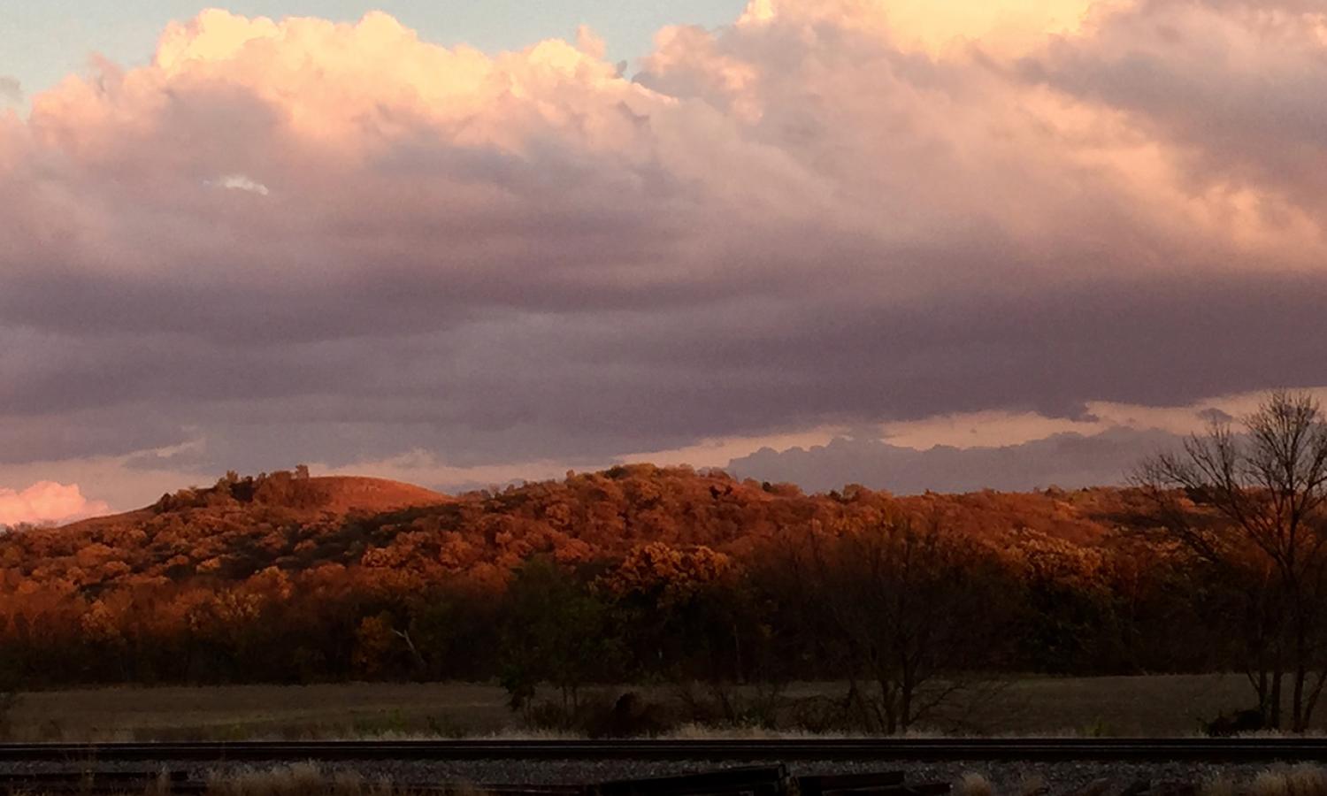 Volland Hill at sunset in the tallgrass prairie of the Flint Hills of Kansas