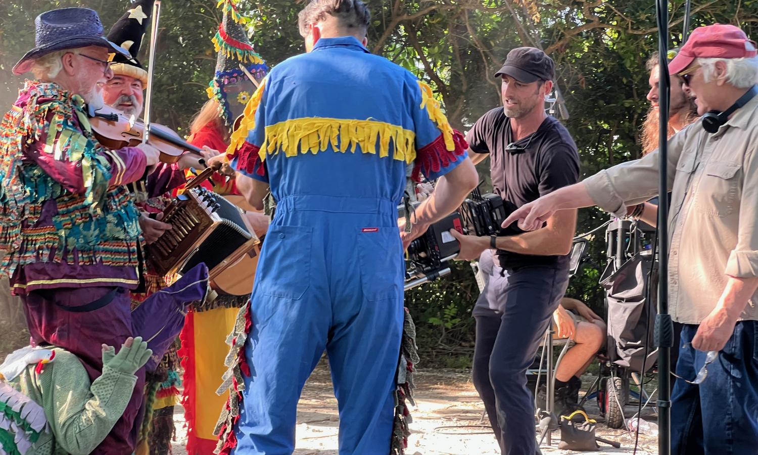 A Mardi Gras scene being shot just outside The Whirlybird