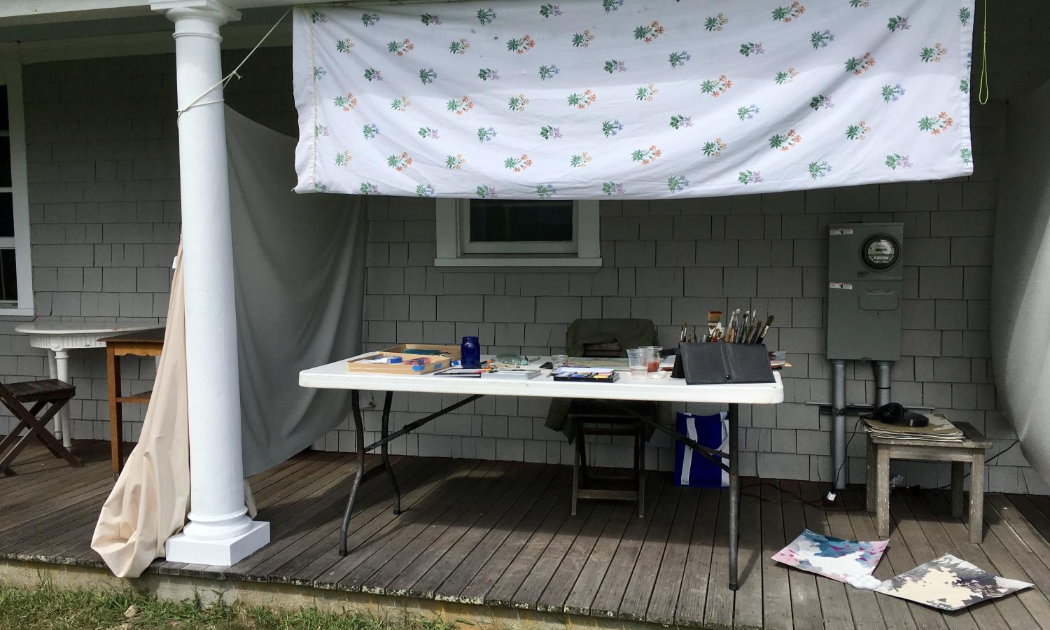 Studio setup on the porch