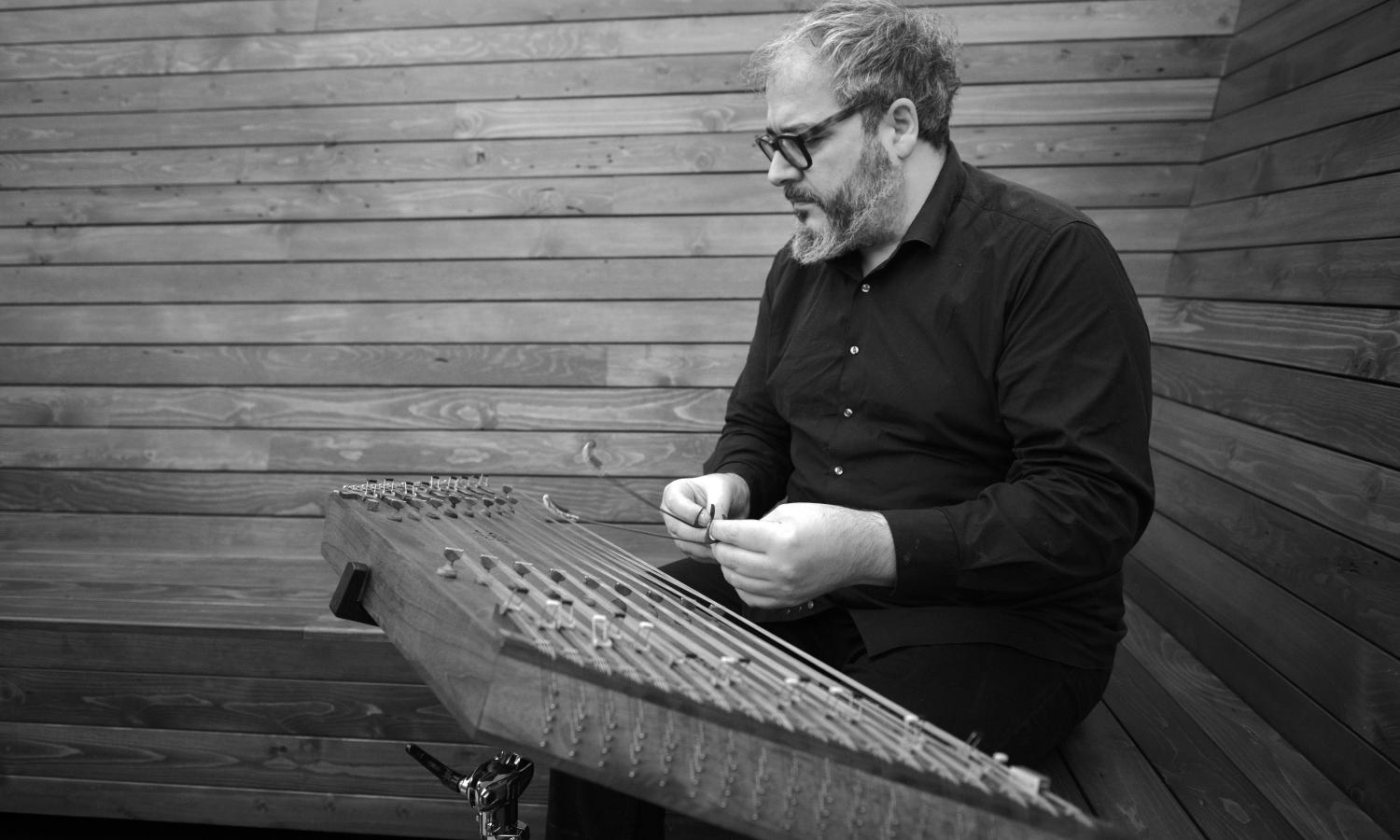 Resident Artist Amir Amiri working in Green Mountain Falls Skyspace by James Turrell