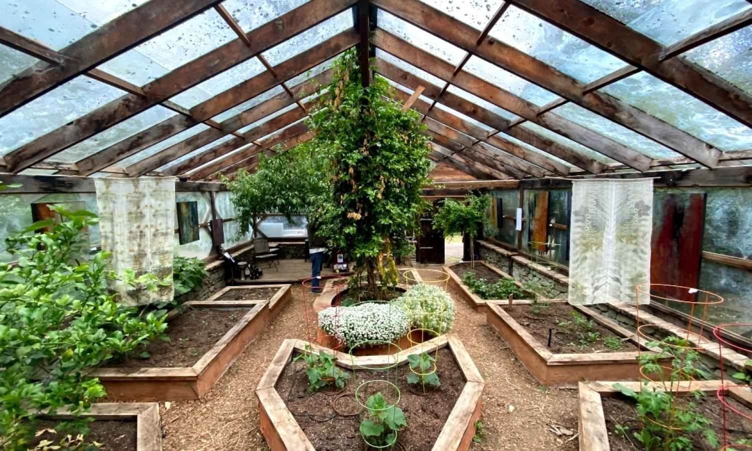 Andie's textiles in the Creekside Arts Greenhouse