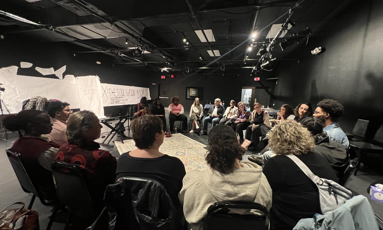 An audience viewing the final reading of 2022 Playwright Resident Shanelle Chloe Villegas