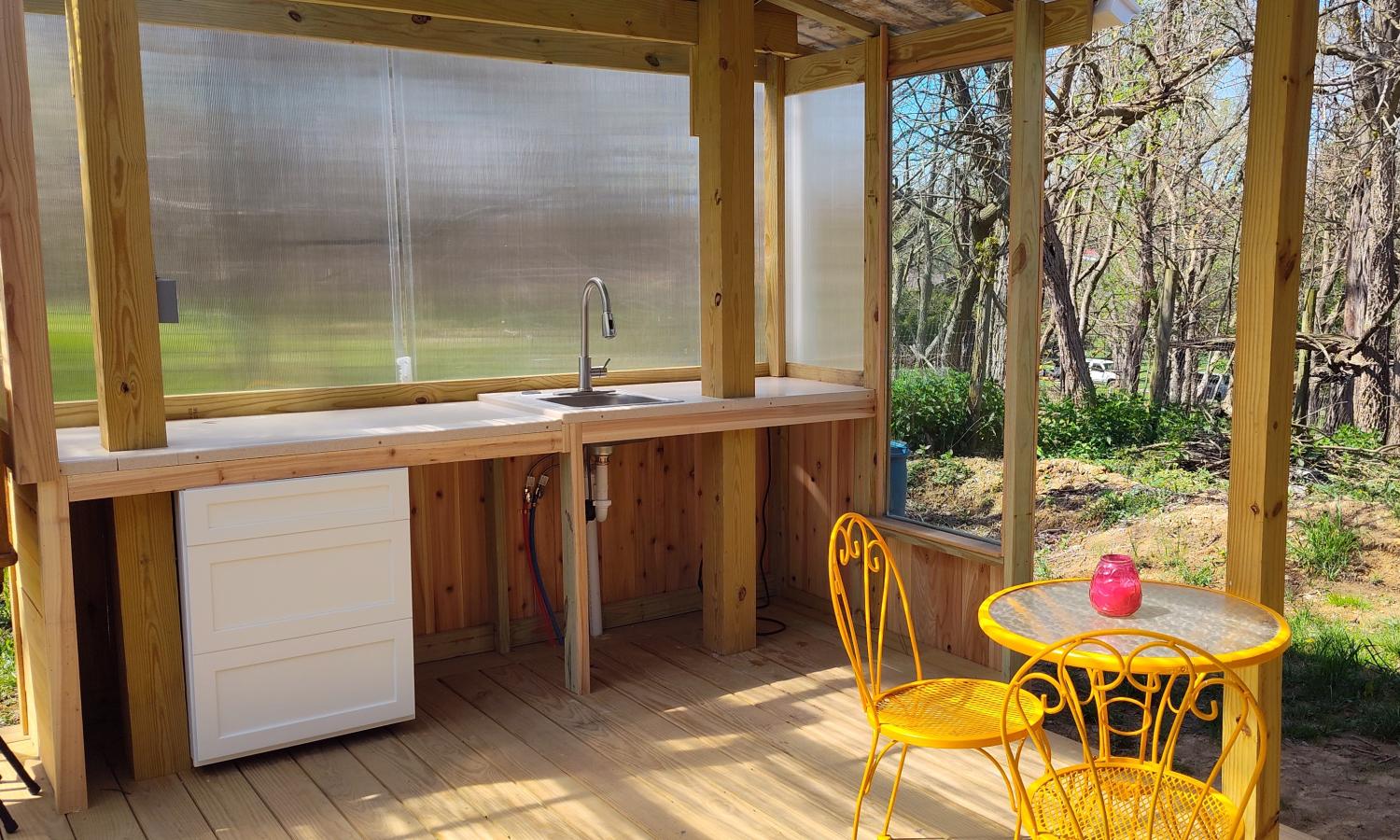 Shot of an protected outdoor kitchen sink, without kitchen appliances