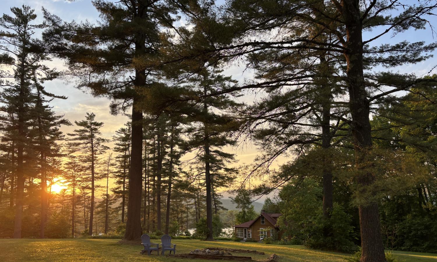 Campus landscape at sunset