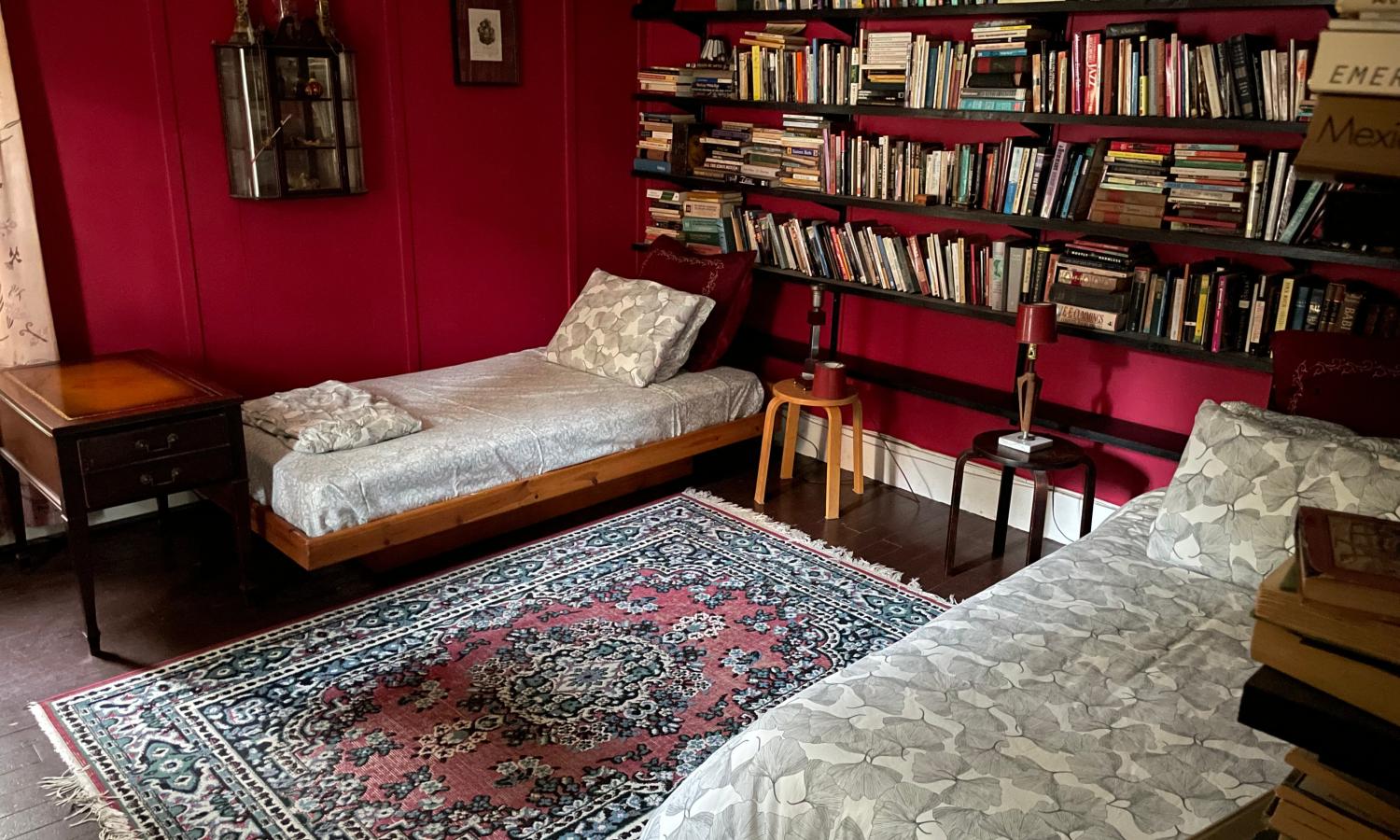The &quot;library&quot; — one of 10 available bedrooms that can be single- or double-occupancy