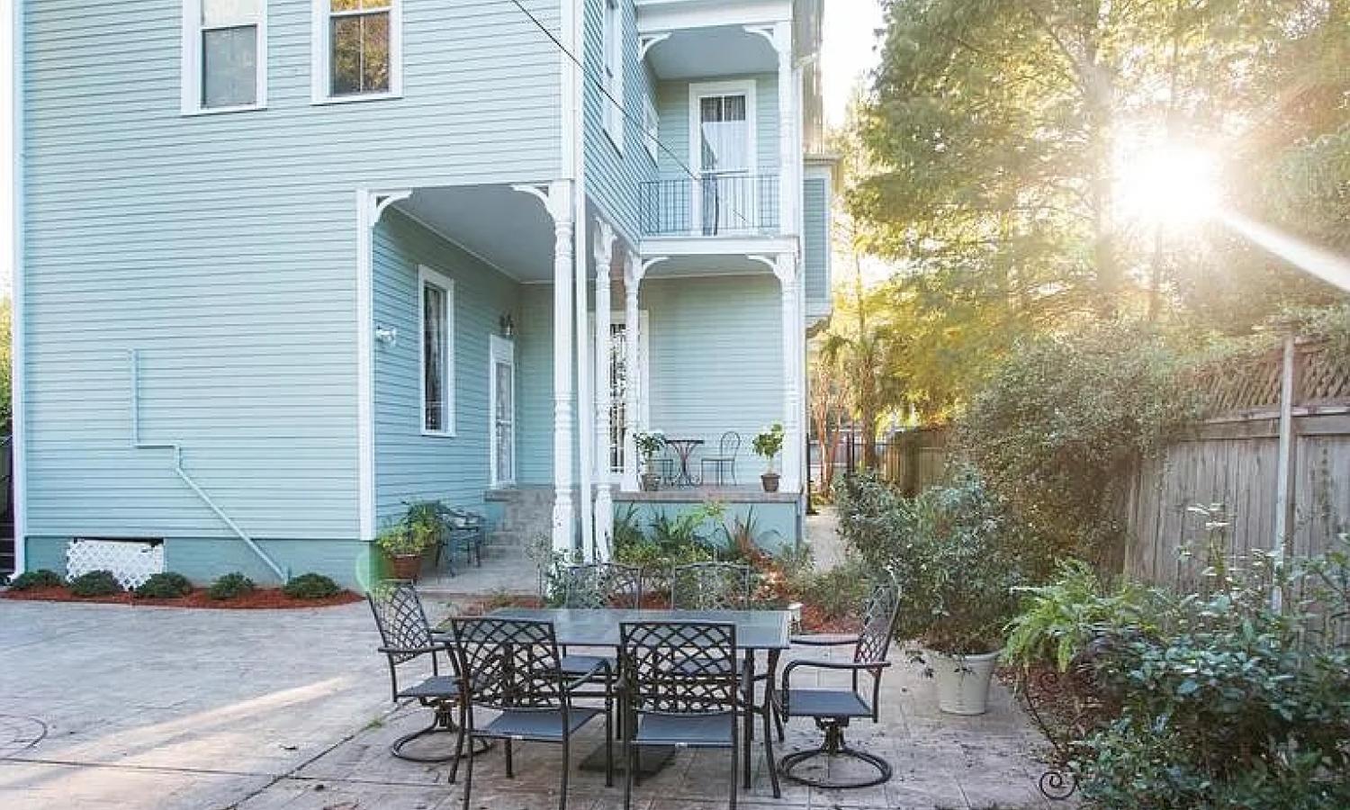 The New Quorum courtyard at dusk