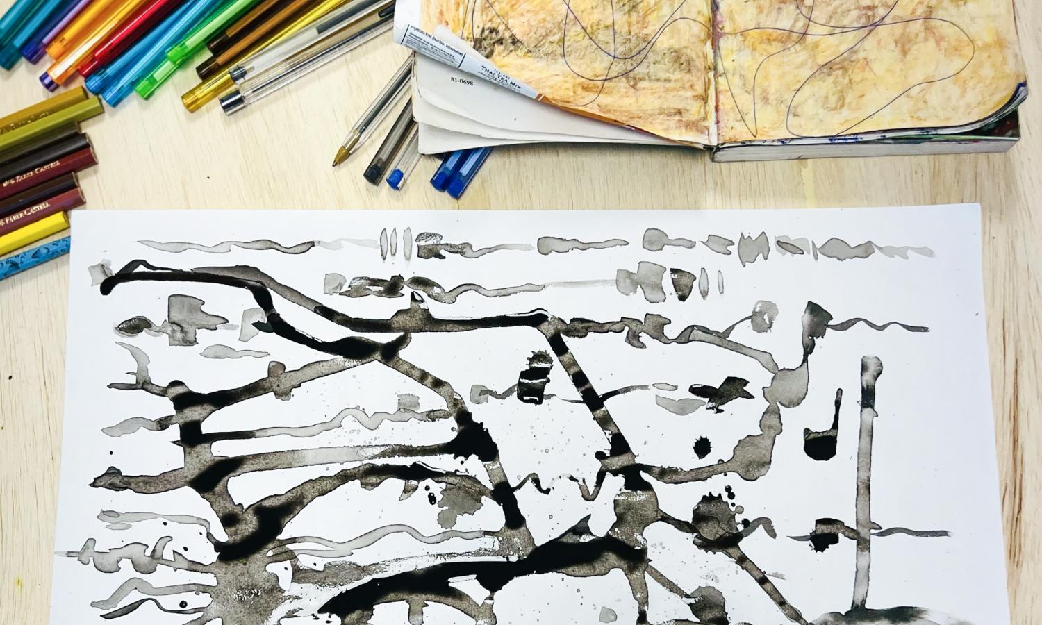 Studio workspace during the residency, detail.