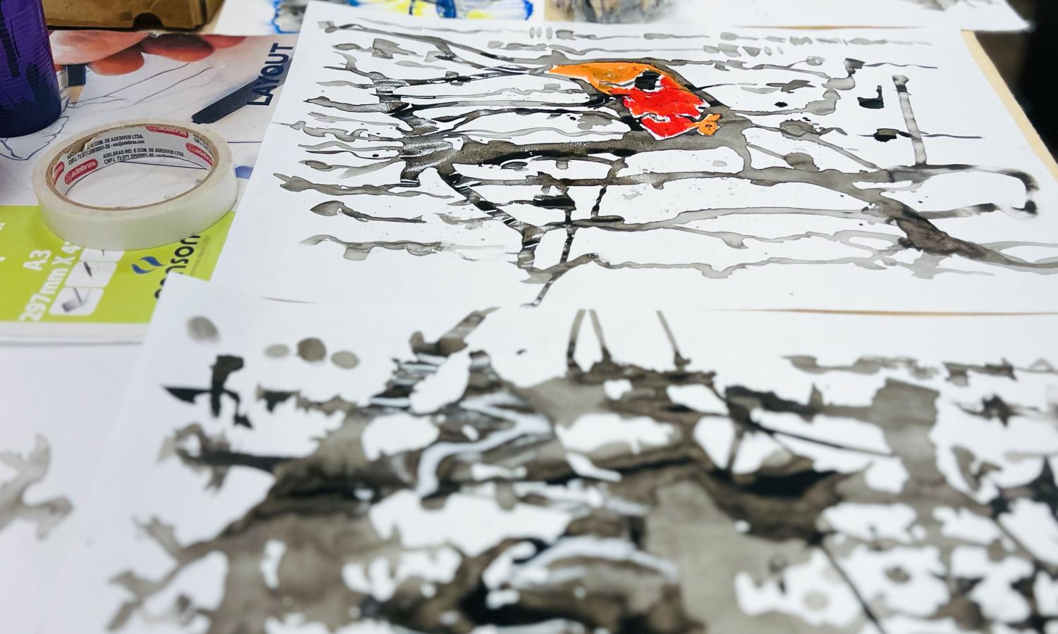 Studio workspace during the residency, detail.