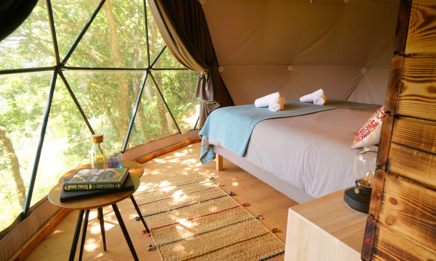 Interior of a geodesic dome O Castro Art Village