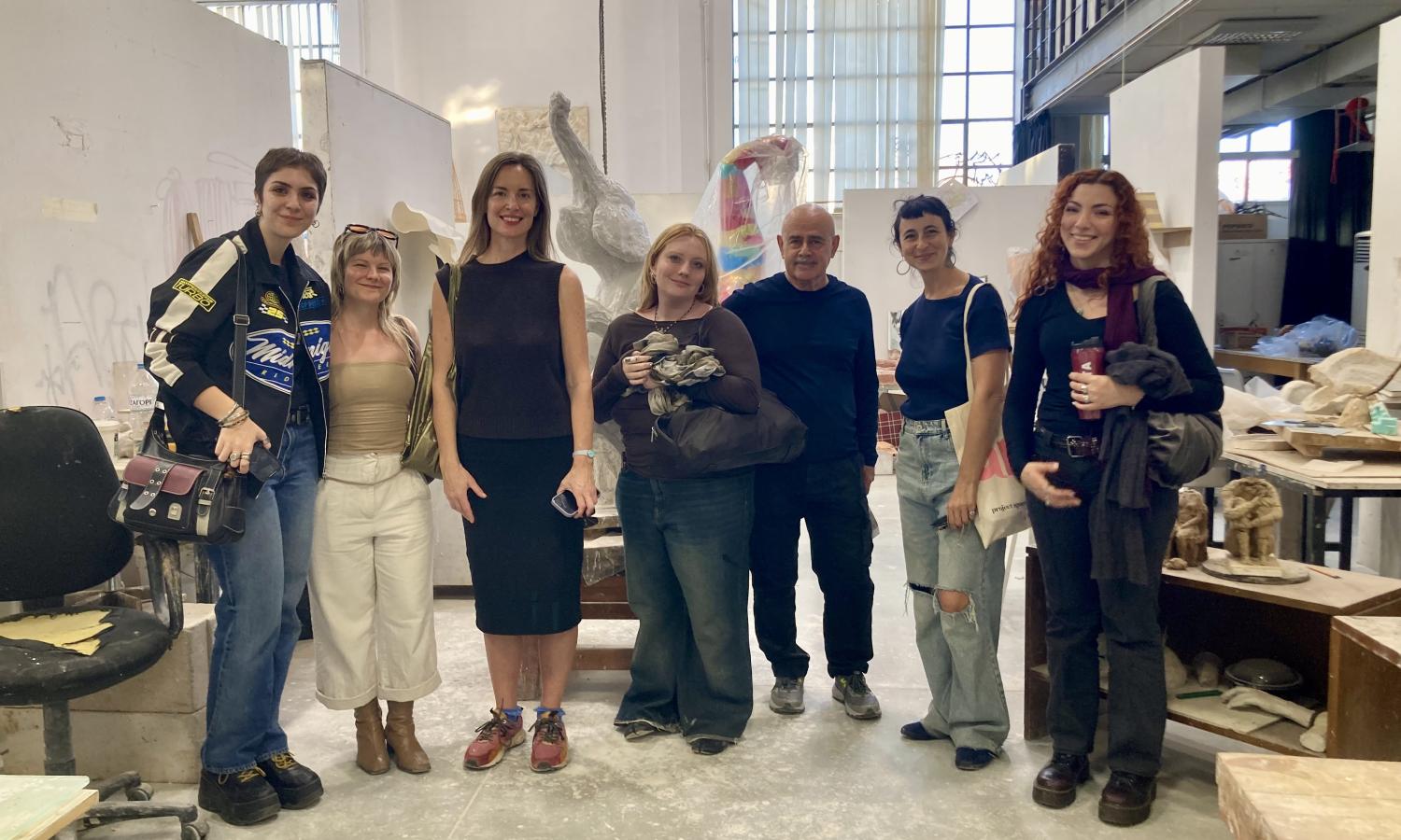 Artists in residence visit the Athens School of Fine Arts studios.