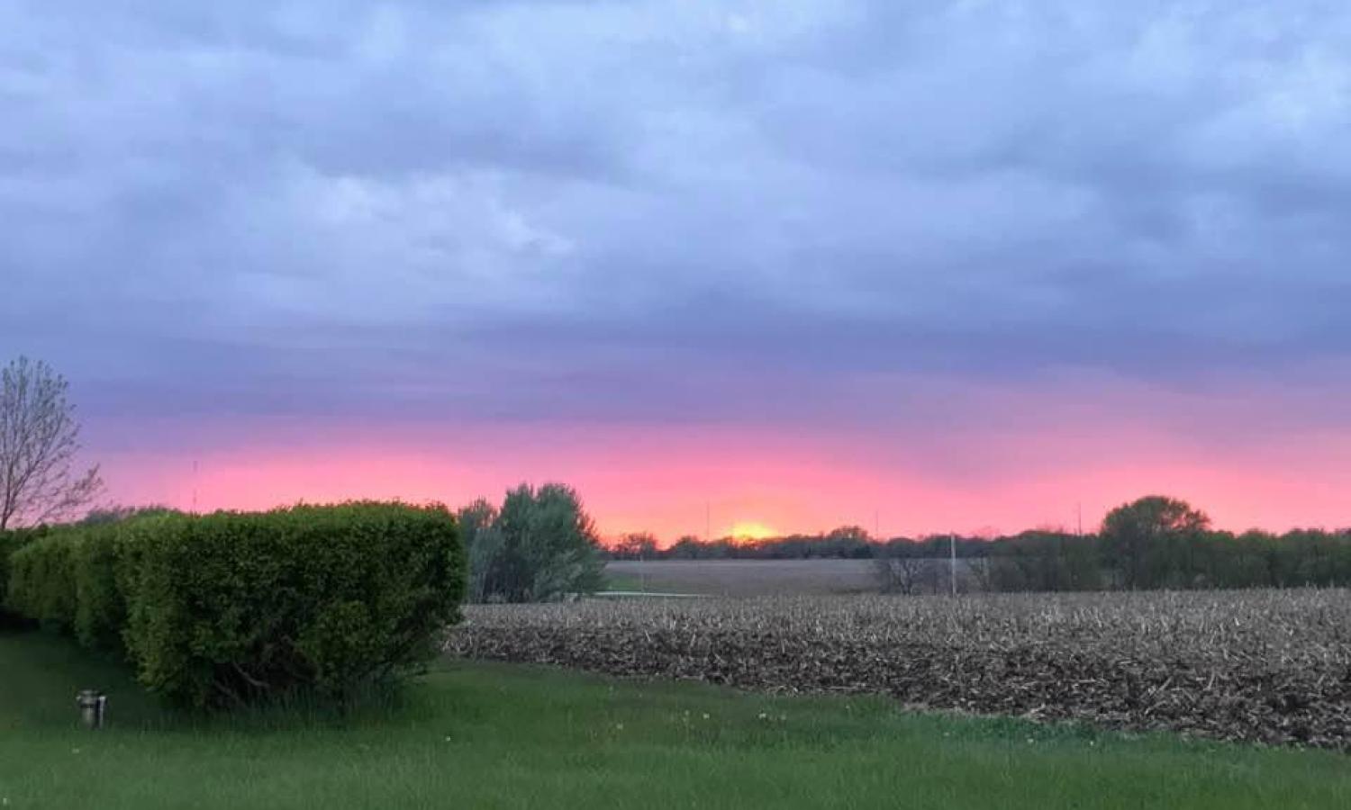 Sunset by labyrinth at Inner Maker Art Village
