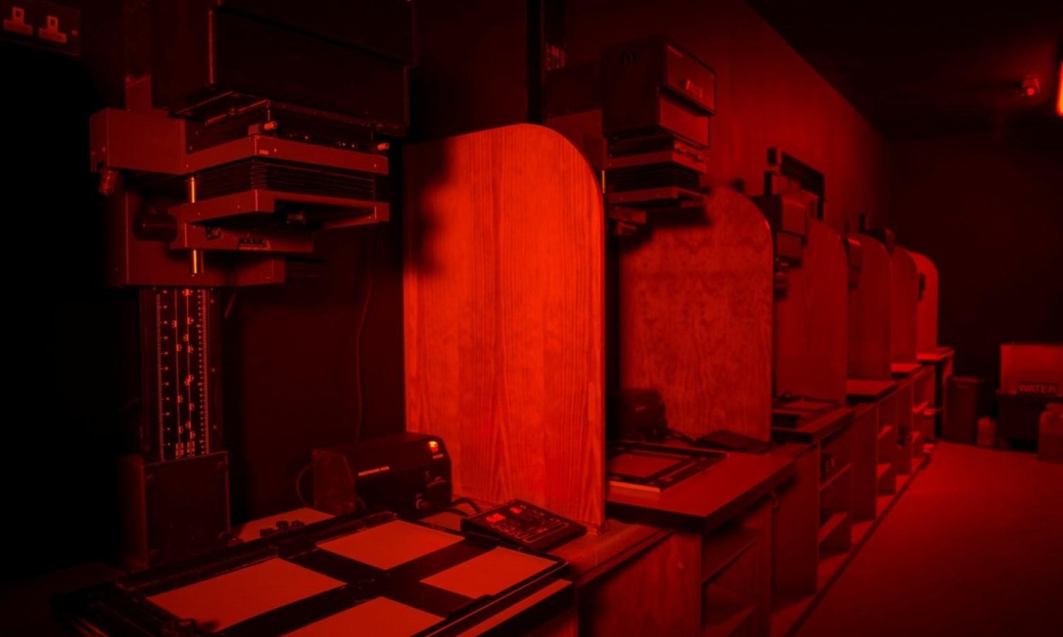 Black and white photo darkroom