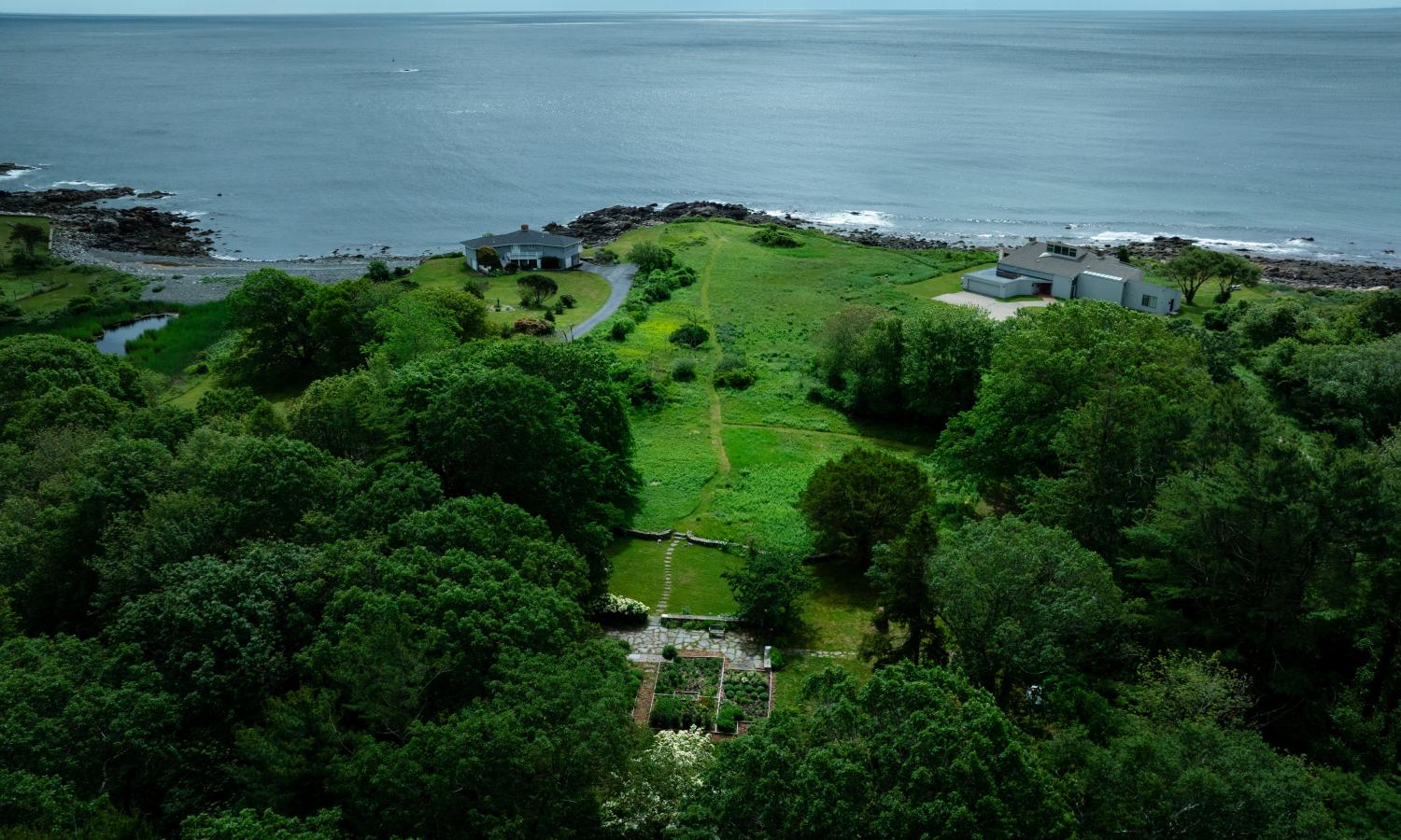 View of Surf Point from above and looking to the Atlantic Ocean.